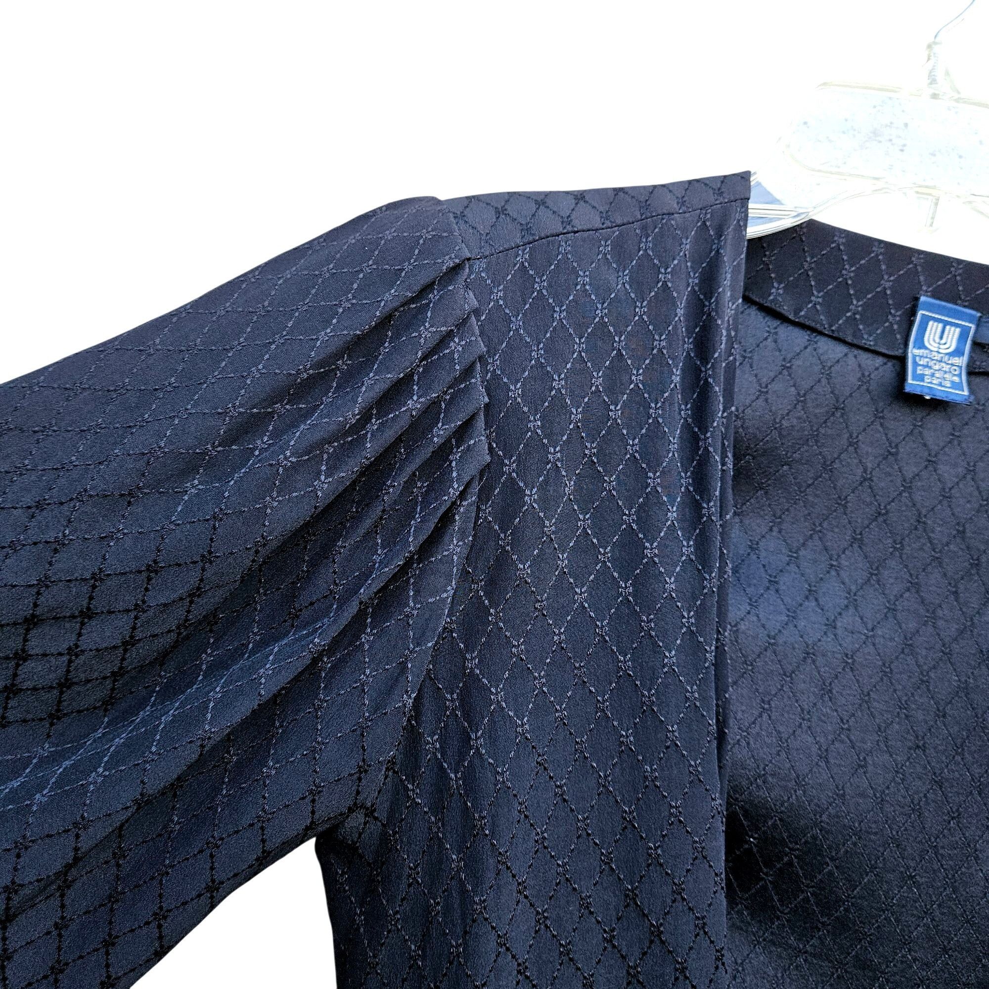 Emanuel Ungaro 1980s Emanuel Ungaro Parelle Paris Black Silk Jacquard Peplu Size S / US 4 / IT 40 - 7 Thumbnail