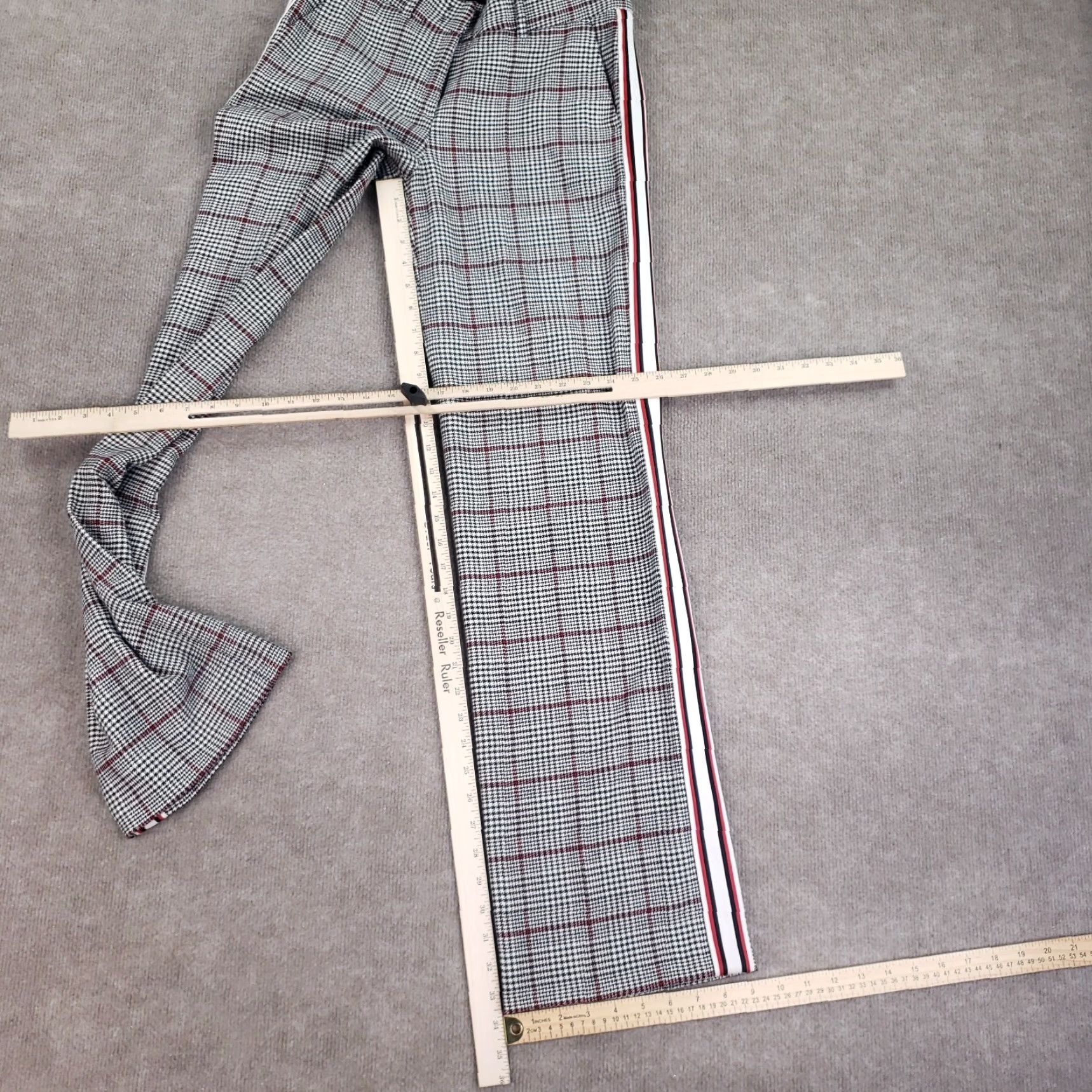 Vintage Cambio Womens Straight Leg Houndstooth Pants Black and White Size 30x33 Low Rise Size 30" / US 8 / IT 44 - 2 Thumbnail