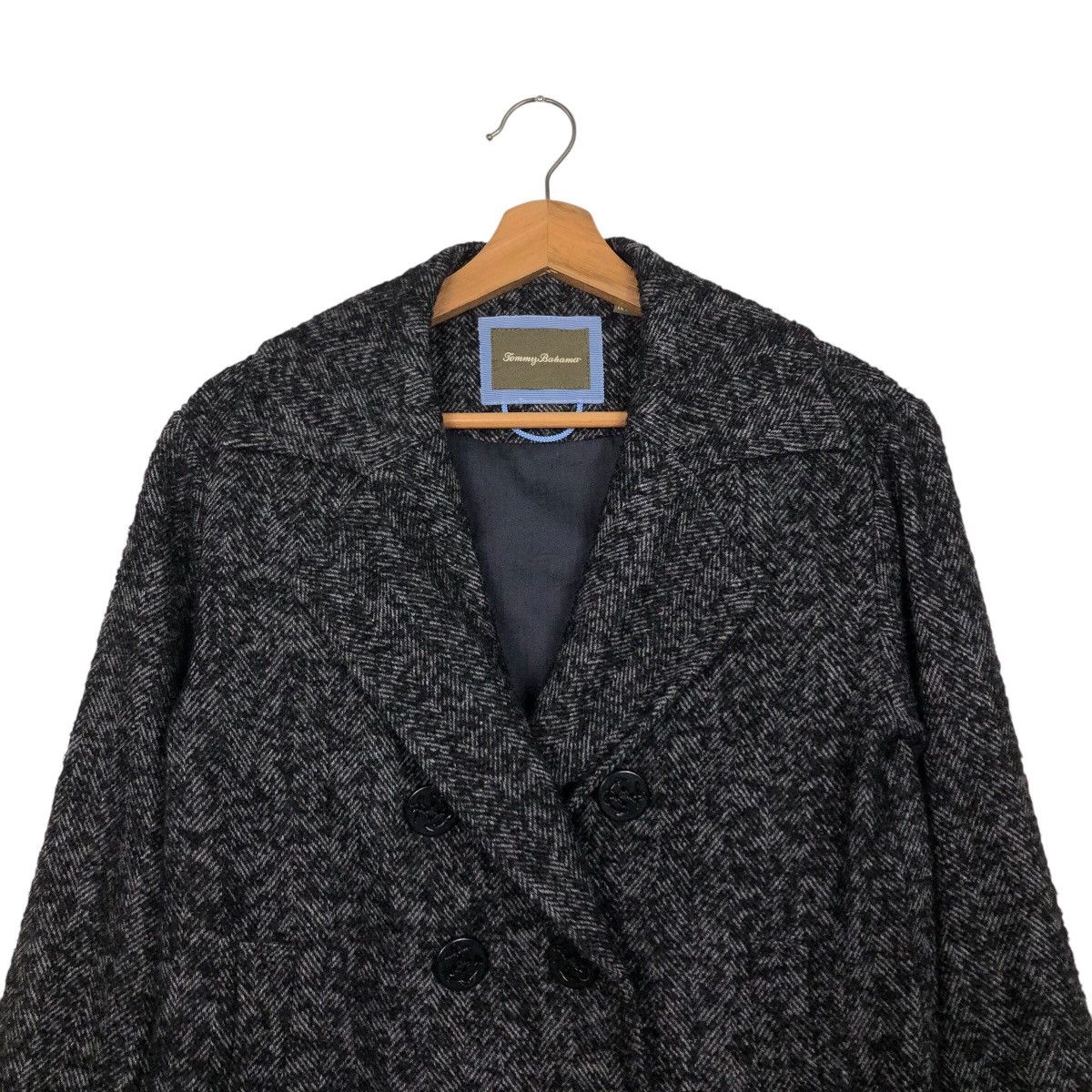 Japanese Brand Tommy Bahama Wool Blend Peacoat — Charcoal Herringbone Size US XS / EU 42 / 0 - 4 Thumbnail