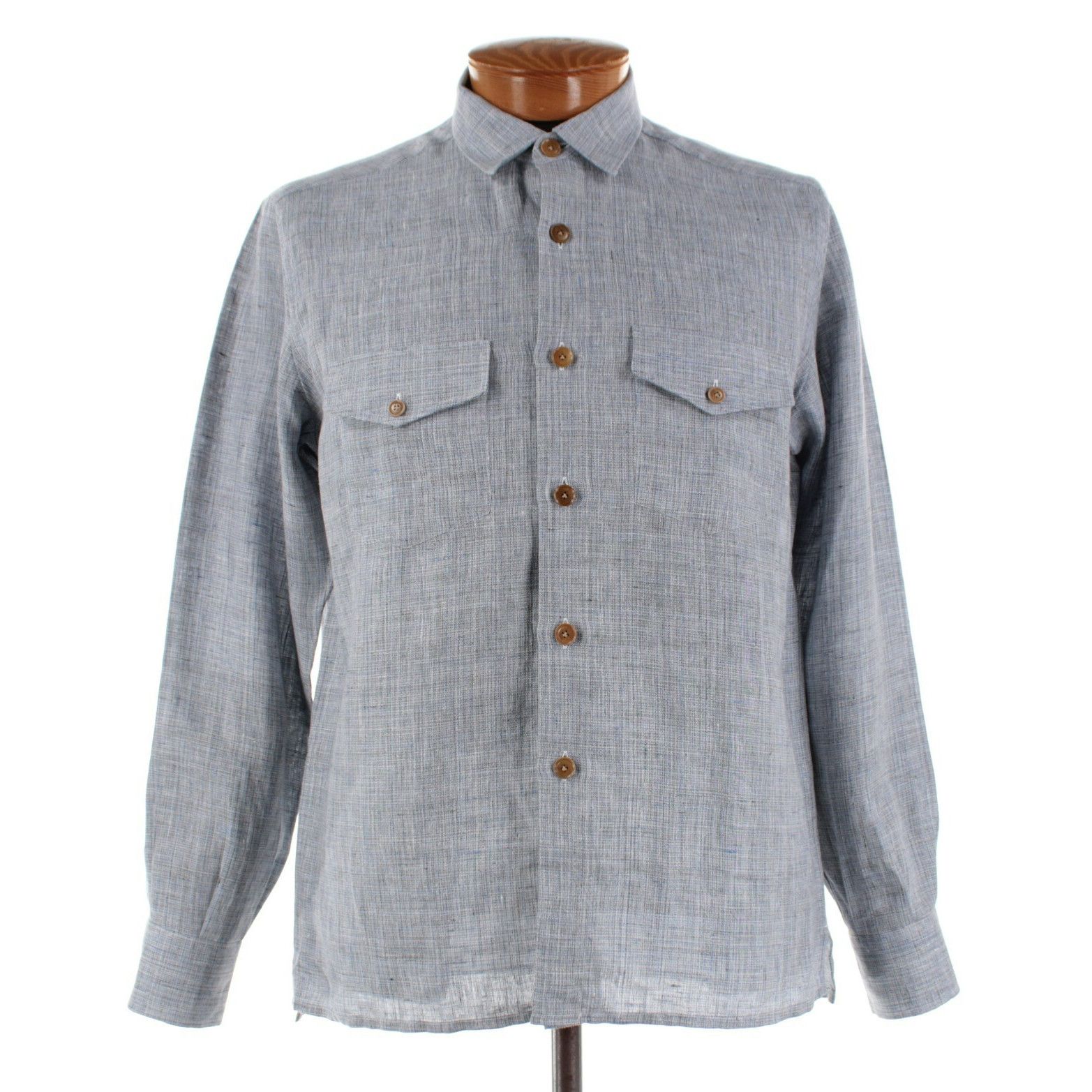 Luciano Barbera Luciano Barbera Overshirt Size M US In Blue Linen Size US M / EU 48-50 / 2 - 1 Thumbnail