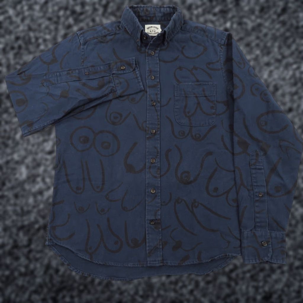 Taylor Stitch Taylor Stitch Shirt Mens 38 The Jack Blue Black Made in USA Breast Graphic Print Shirt Size US M / EU 48-50 / 2 - 1 Thumbnail