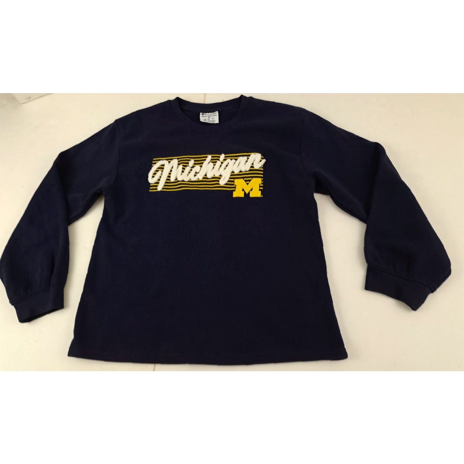 Champion VINTAGE Champion University Sweatshirt Shirt Unisex Adults M Blue Cotton Canvas Crew Neck Pullover Long Sleeve Embossed Wolverines Size US M / EU 48-50 / 2 - 2 Thumbnail