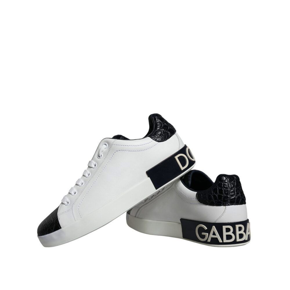 Dolce & Gabbana Dolce & Gabbana Black Leather Logo Portofino Sneaker Shoes Size US 6 / EU 39 - 7 Thumbnail