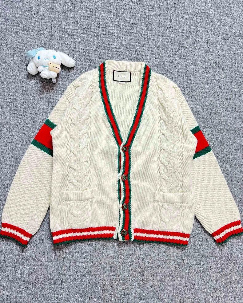 Gucci Gucci White Red Green Knit Cardigan-2506 Size US XS / EU 42 / 0 - 1 Thumbnail