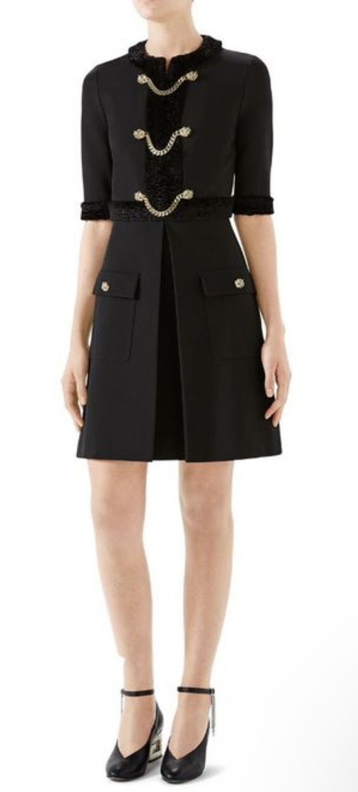 Gucci Gucci Black Tiger Head Buttons Faux Fur Dress Size S Size S / US 4 / IT 40 - 1 Thumbnail