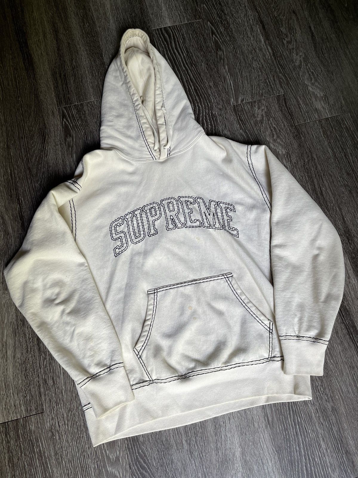 Supreme Big Stitch Hooded Sweatshirt Supreme Cream Big Stitch Hoodie