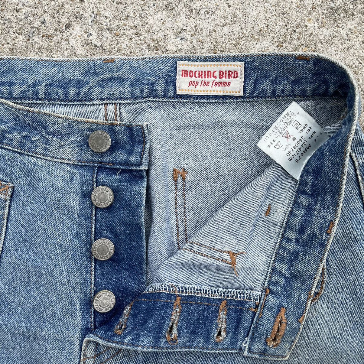 Japanese Brand 🔥 Mocking Bird Japan Bot-Cut Rusty Distressed Denim W29🔥 Size 29" - 7 Thumbnail