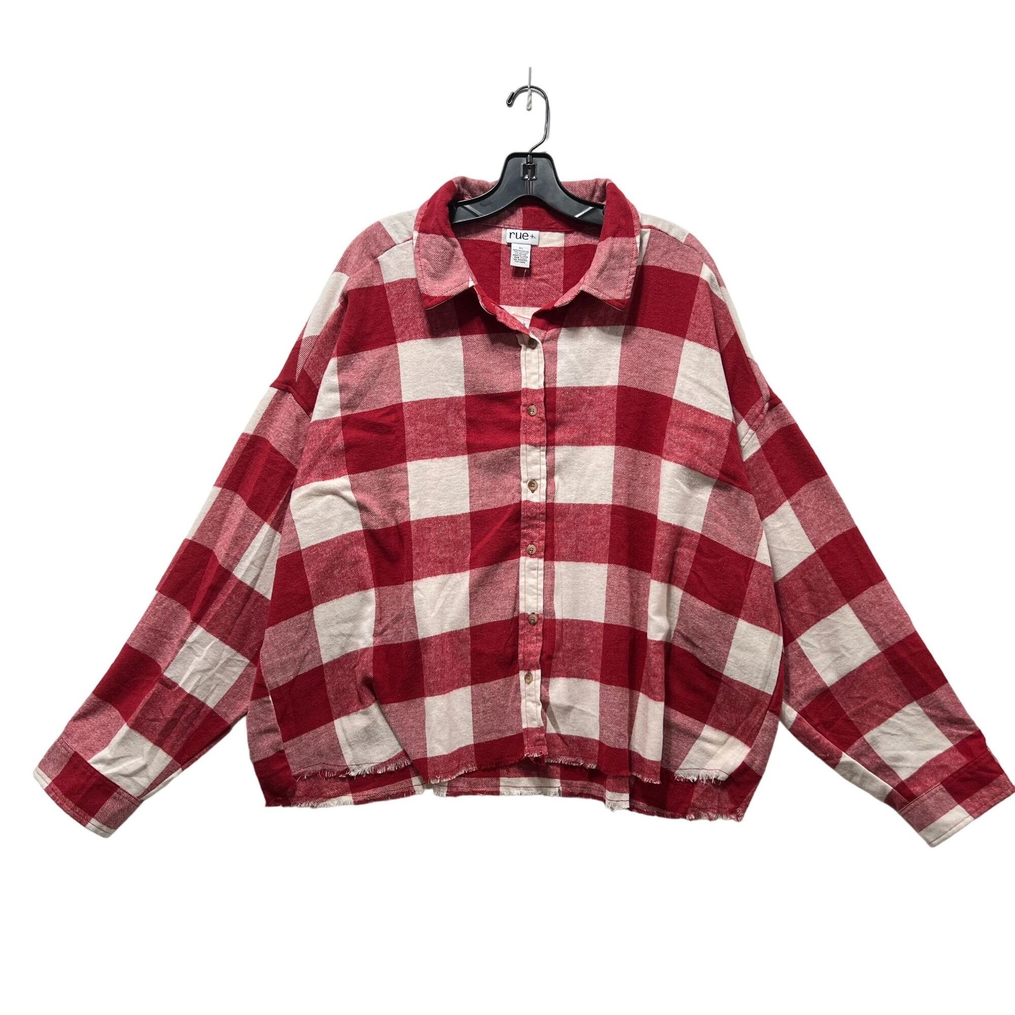 Other Rue + - Women's Long Sleeve Plaid Shirt - Red/White - 3X Size 3XL / US 20-22 - 1 Thumbnail