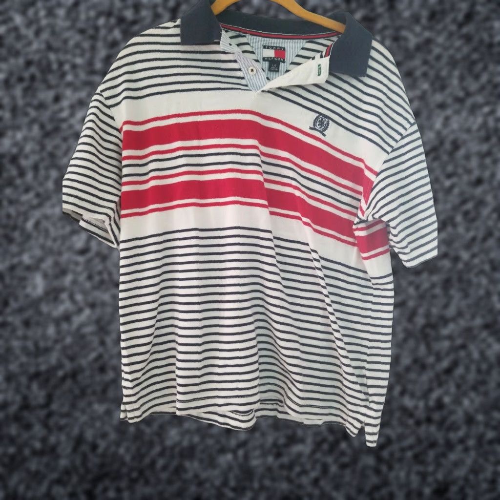Tommy Hilfiger Tommy Hilfiger Womens L Striped Polo Red White Blue Patriotic SS 2005 Polo Women L Red White Blue Patriotic 2005 Size L / US 10 / IT 46 - 1 Thumbnail