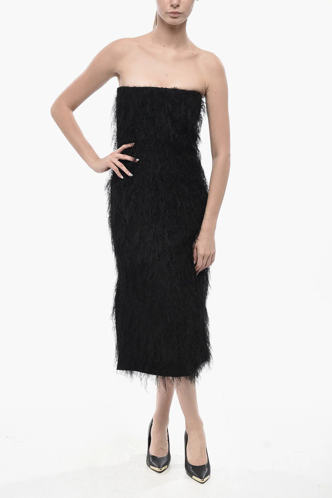 Salvatore Ferragamo og1mm0426 Halter Neck Stretch Cotton Dress in Black Size S / US 4 / IT 40 - 1 Thumbnail