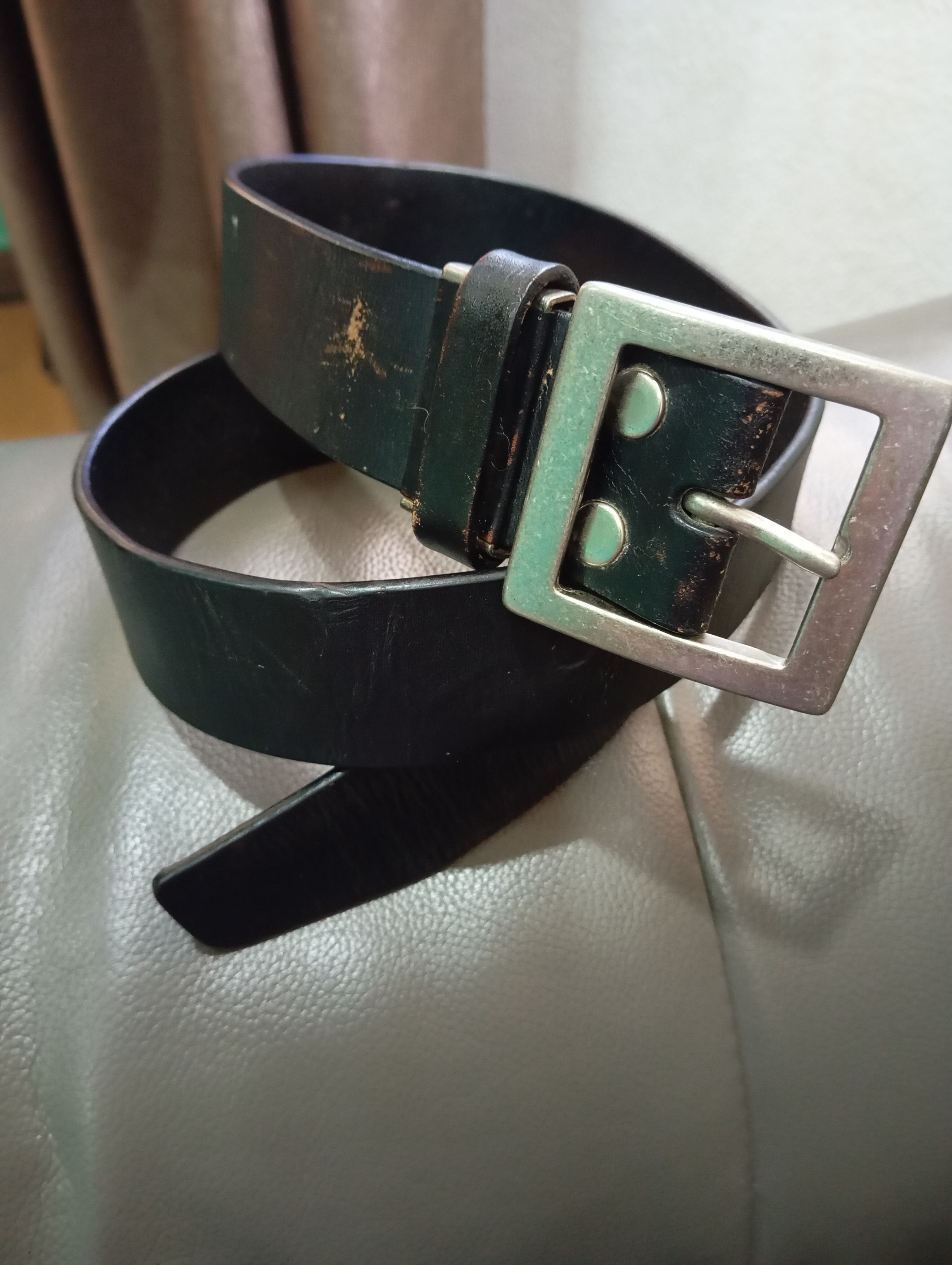 Leather Black Leather belt Size 38 - 1 Thumbnail