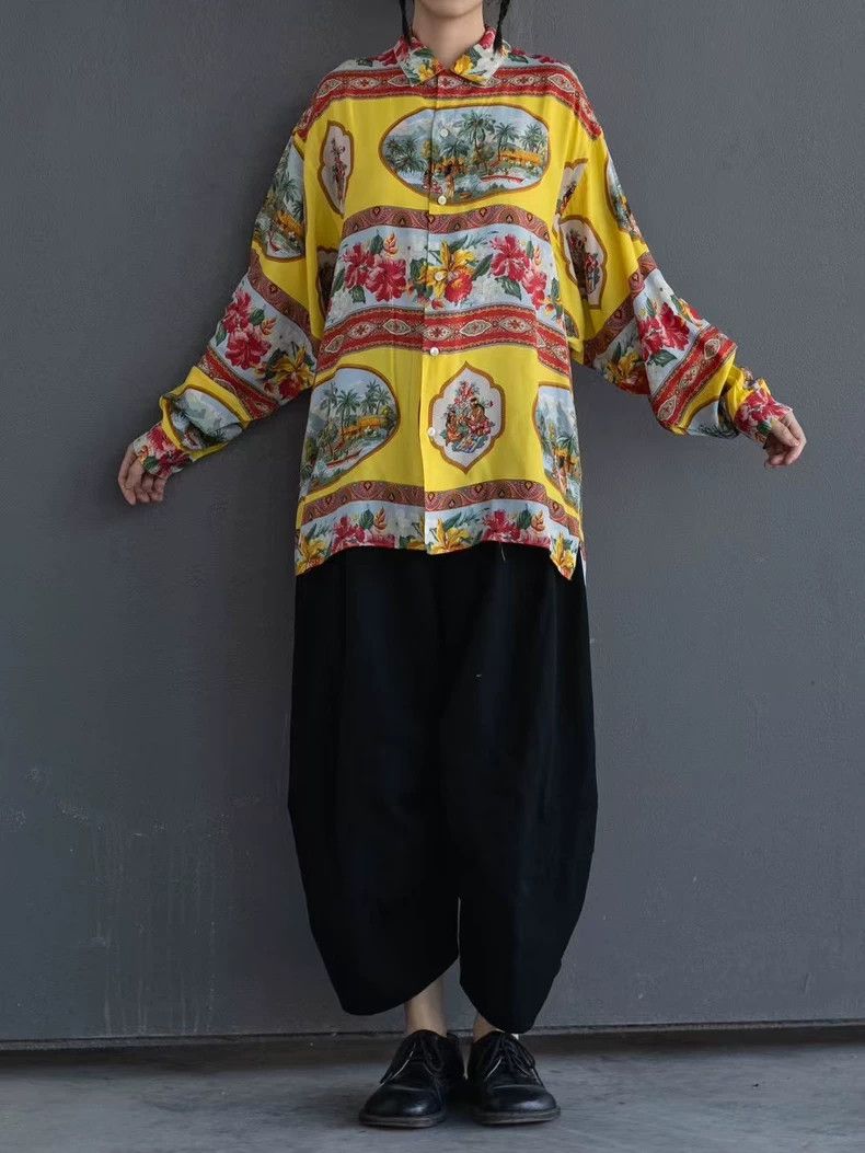 Kenzo KENZO sizeF Yellow nationalistic flower shirt Size L / US 10 / IT 46 - 2 Thumbnail