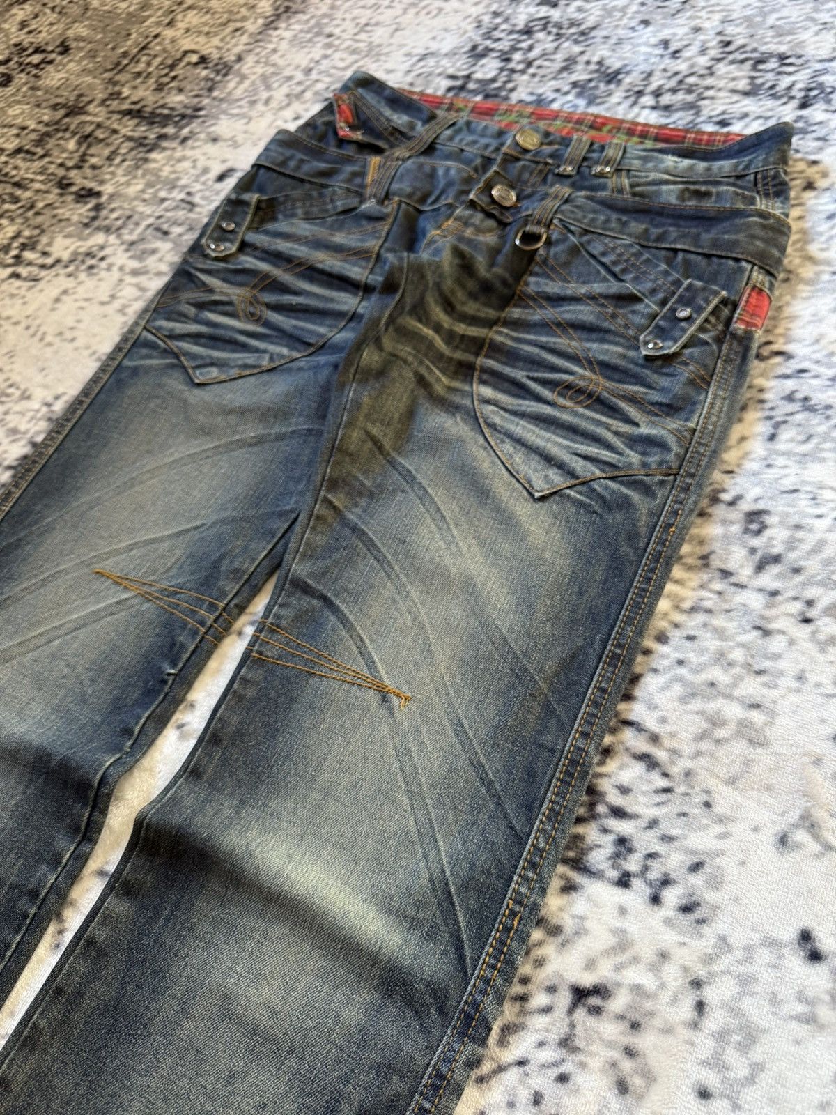 Japanese Brand Vintage Junya Watanabe Tornado Mart Style Double Waist Jeans Size US 30 / EU 46 - 9 Thumbnail
