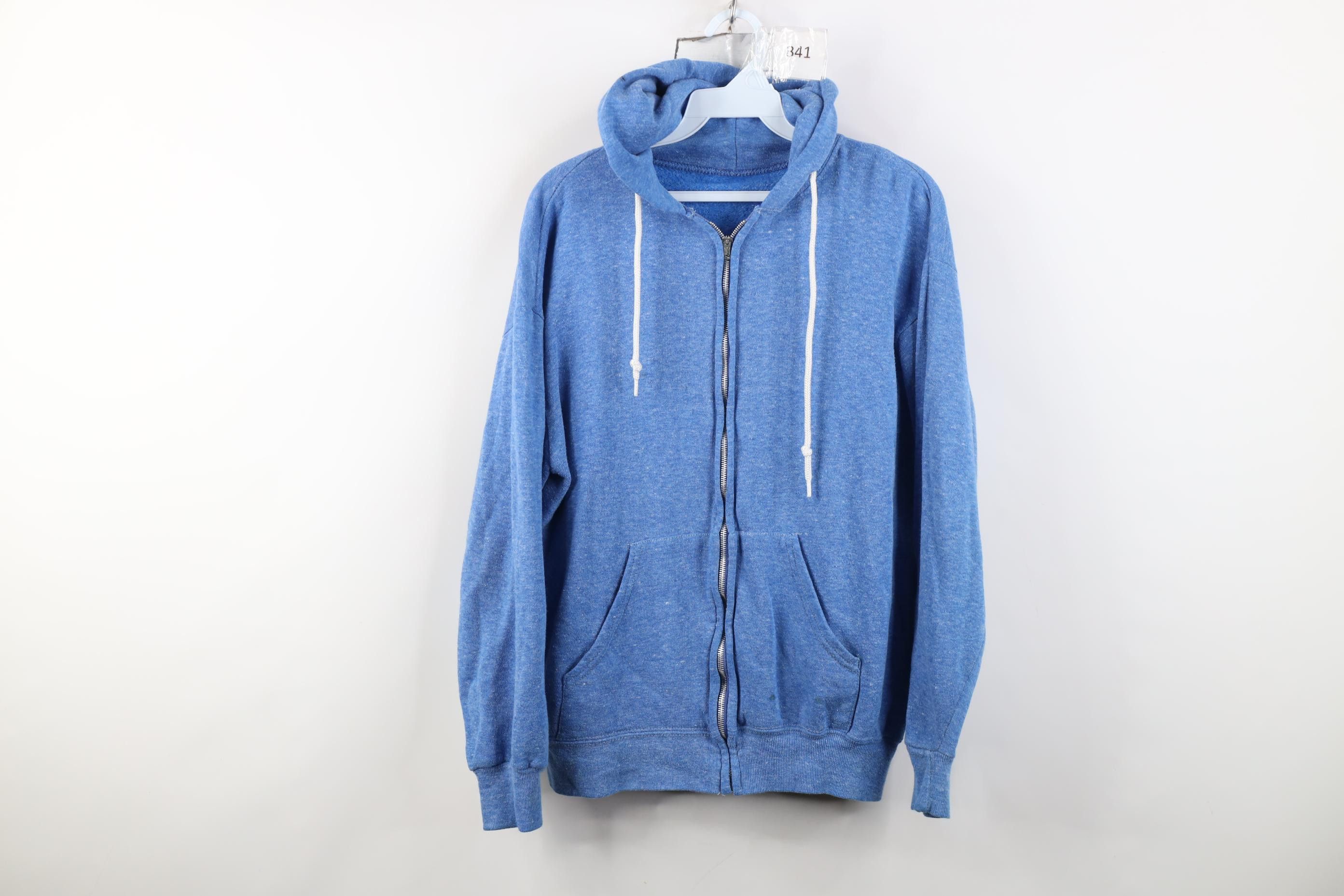 Vintage Vintage 70s Streetwear Full Zip Hoodie Sweatshirt Blue USA Size US M / EU 48-50 / 2 - 1 Thumbnail