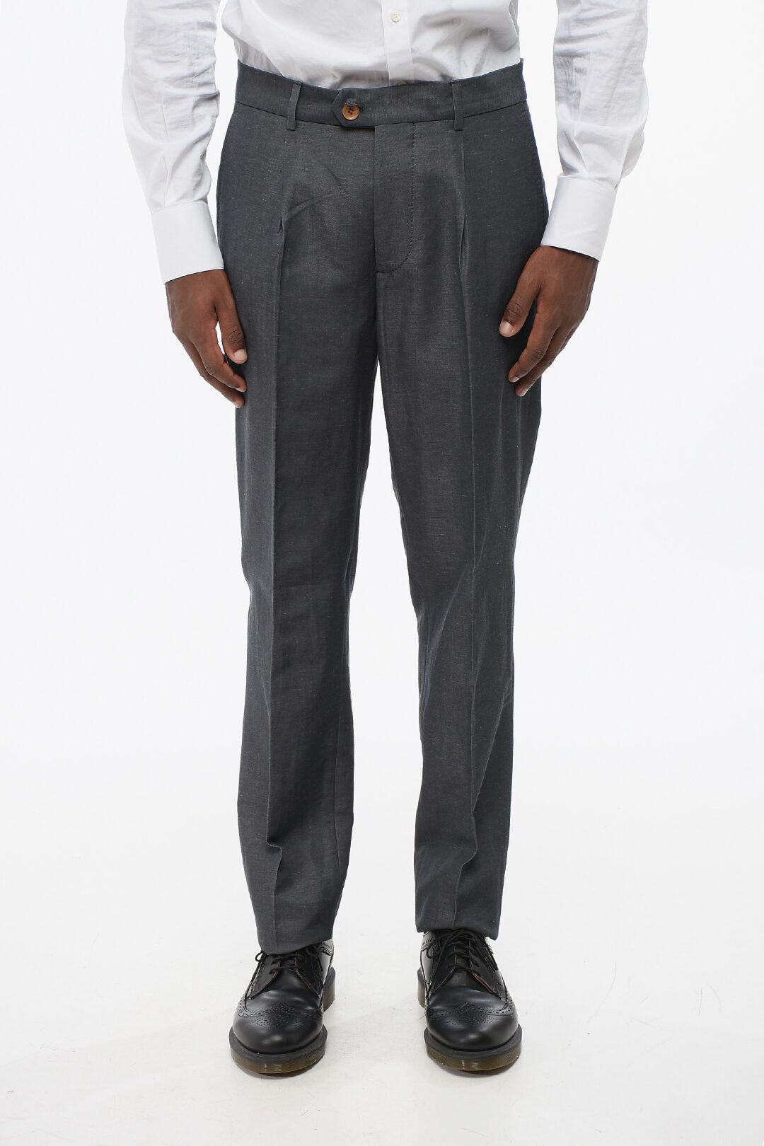 Brunello Cucinelli og1mm0725 Single-breasted Linen Blend Suit in Dark Grey Size US XL / EU 56 / 4 - 7 Thumbnail