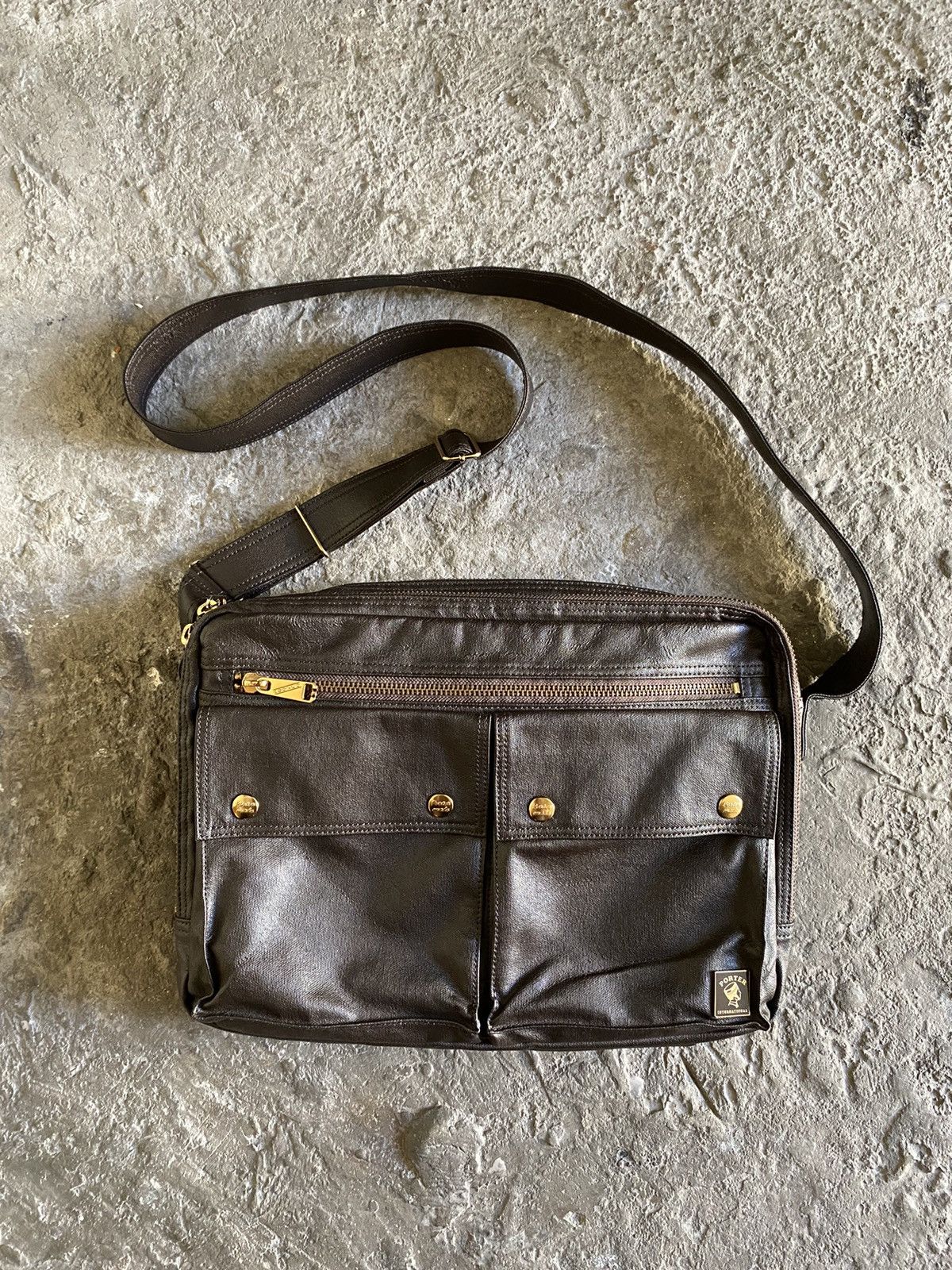 image of Porter International Limited Edition Messenger Bag in Brown, Men's