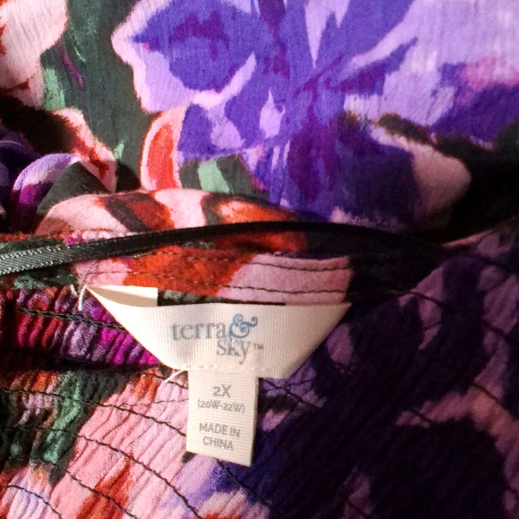 Vintage Terra & Sky Maxi Dress Plus Size 2X Pink Floral Long Sleeve Tiered Smocked Casual Women Size XXL / US 16-18 / IT 52-54 - 4 Thumbnail
