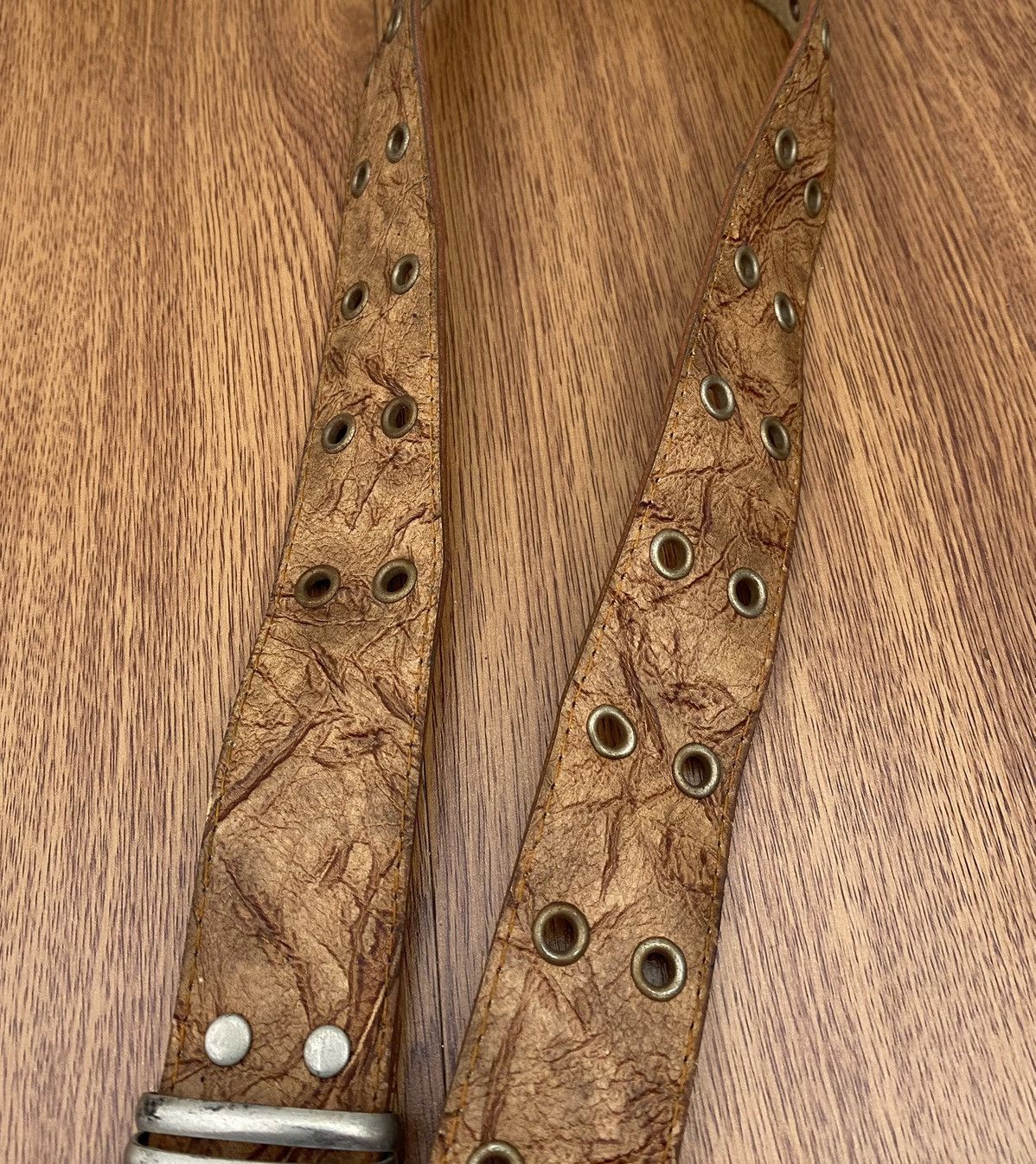 If Six Was Nine × Japanese Brand × Le Grande Bleu (L.G.B.) Wood texture leather belt Size ONE SIZE - 4 Thumbnail
