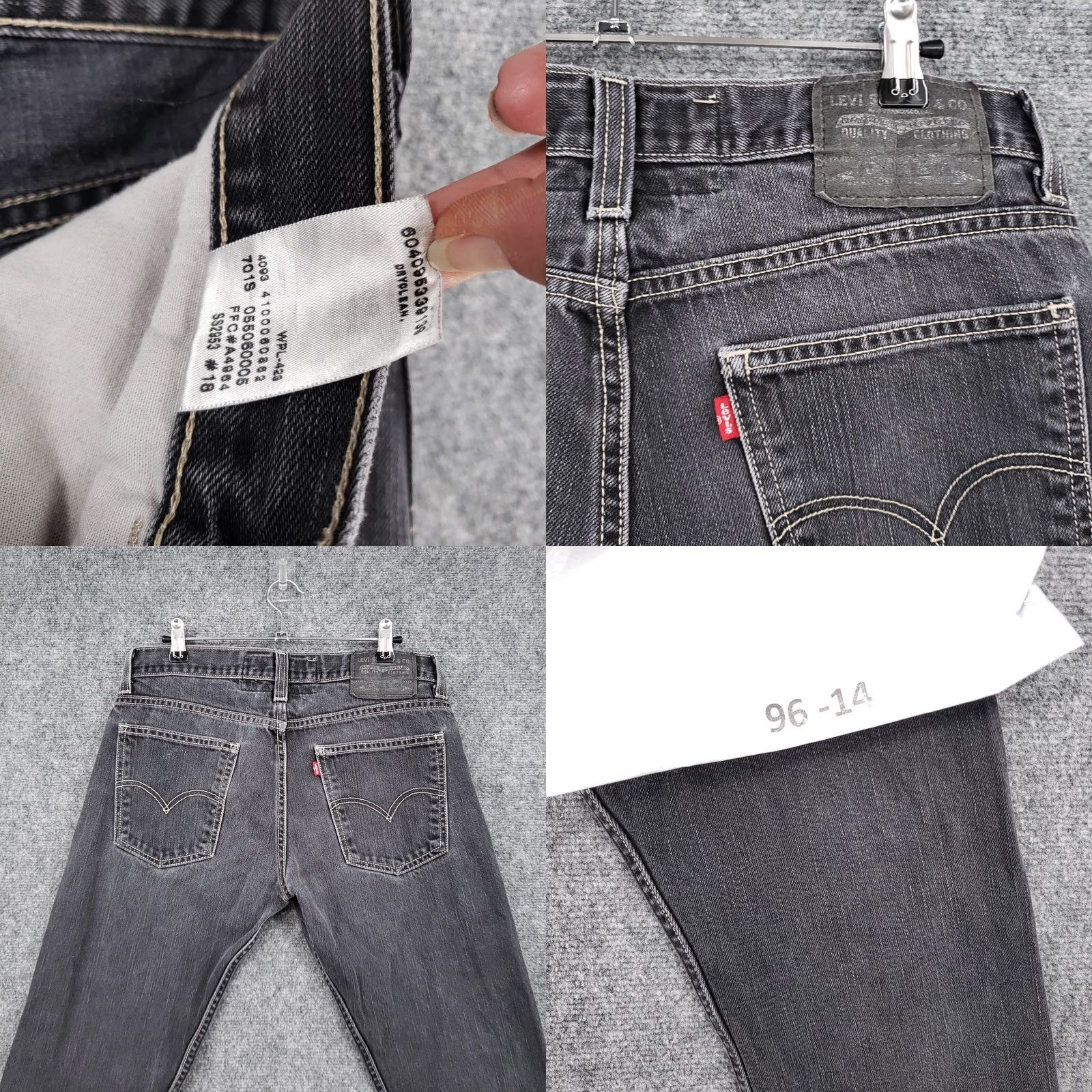 Levi's Levi's Jeans Mens Skinny Tapered Dark Wash Gray Denim 506 32x30 Size US 32 / EU 48 - 9 Thumbnail