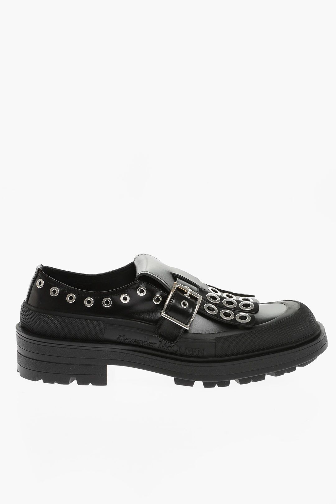 image of Alexander Mcqueen Og1Mm0423 Leather Loafers In Black, Men's (Size 9)