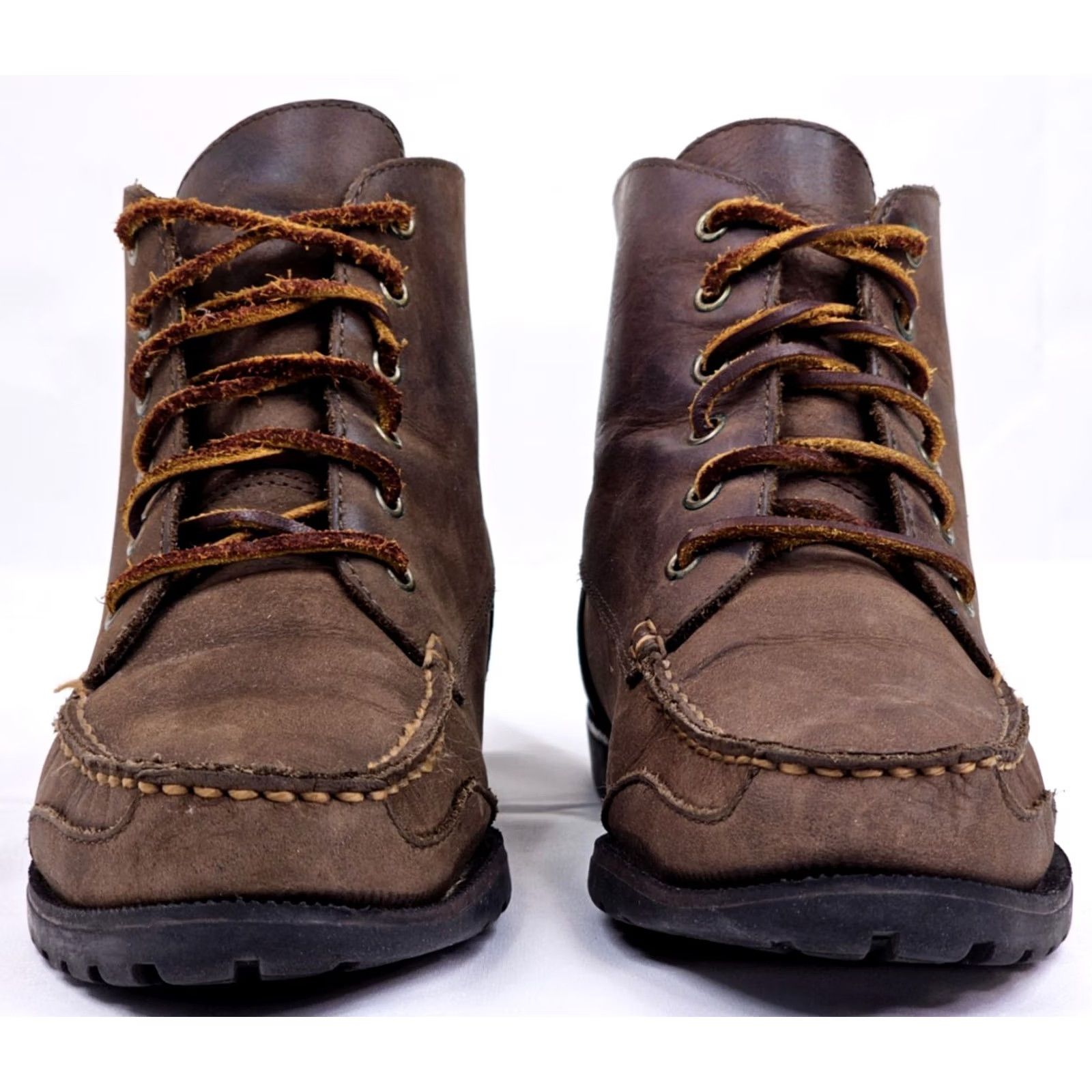 Vintage GH Bass Leather Chukka Ankle Boots Women 9.5 M Brown Lace Up Outdoor EUC Boots Women's Leather Hiker 90s Preppy Casual Footwear Size US 10 / IT 40 - 2 Thumbnail