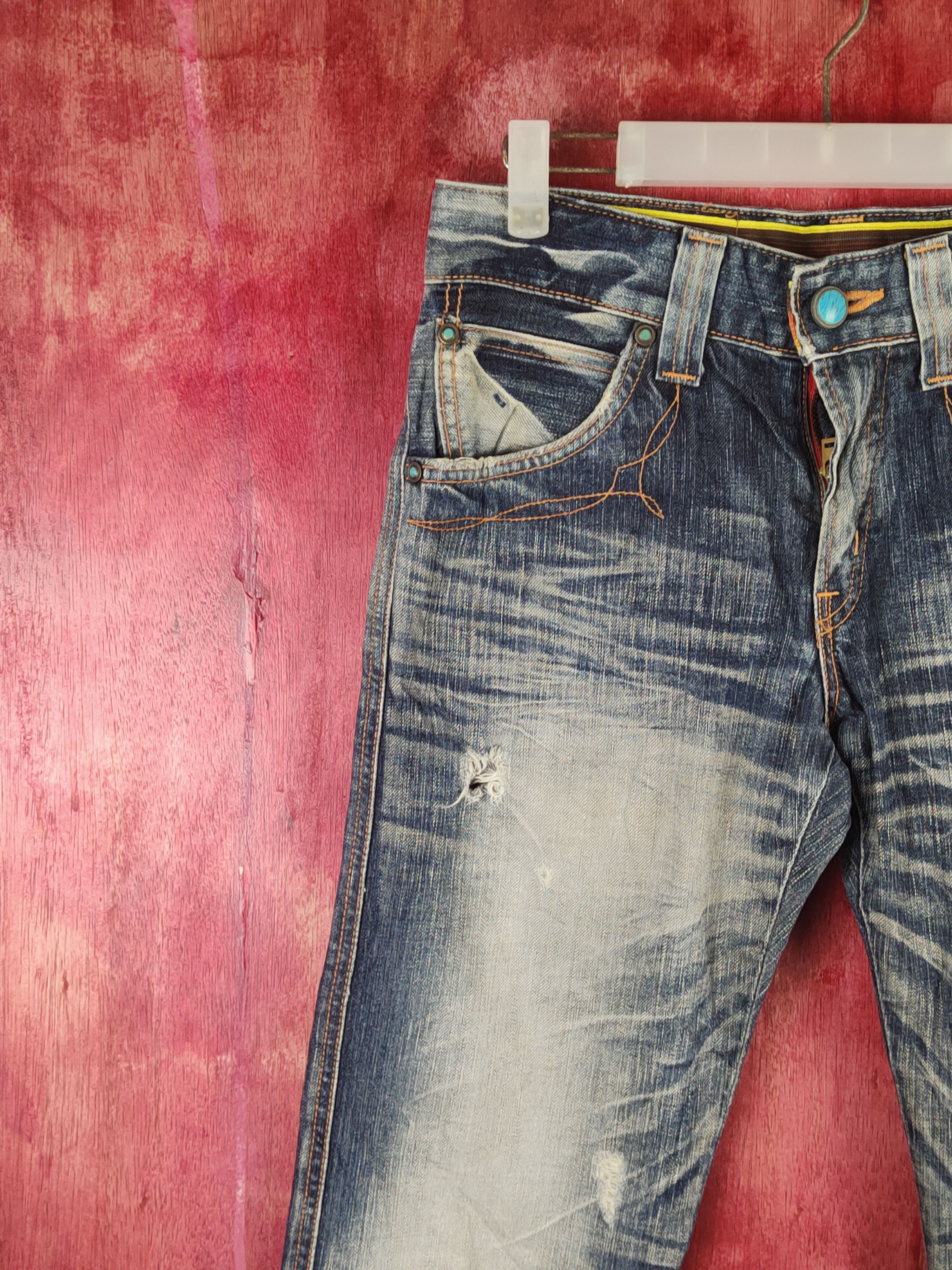Edwin Edwin Dark Blue Distressed Ripped Jeans #S2367 Size US 29 - 3 Thumbnail