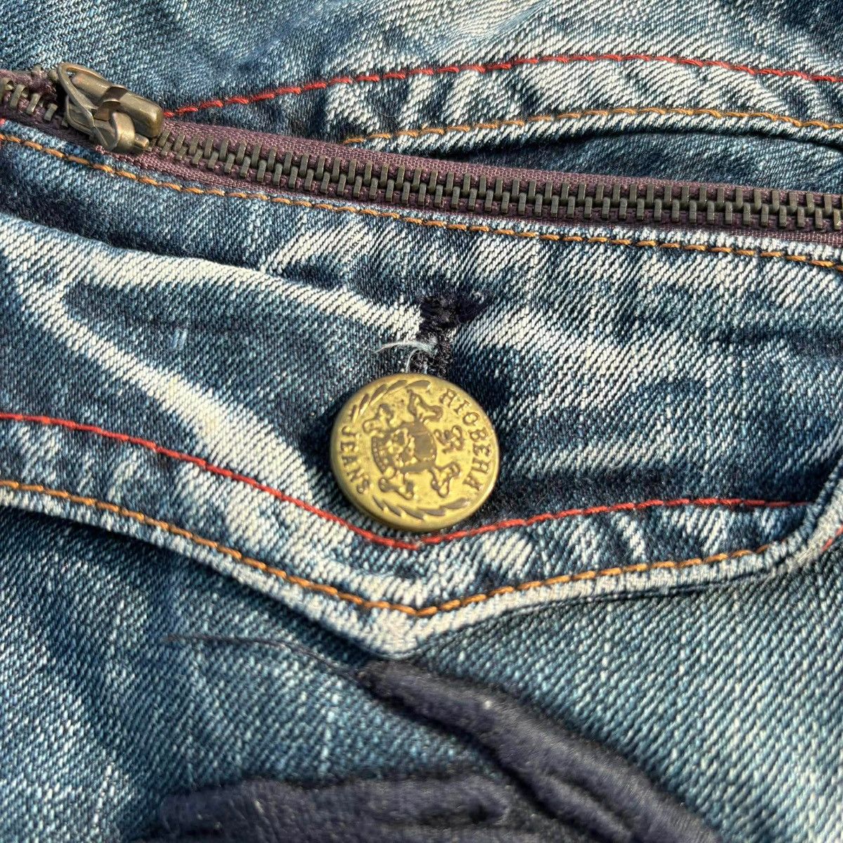 Tornado Mart ❌SOLD❌RIOBERA Flare Jeans Distressed Skull Button 30 Size US 30 / EU 46 - 17 Thumbnail