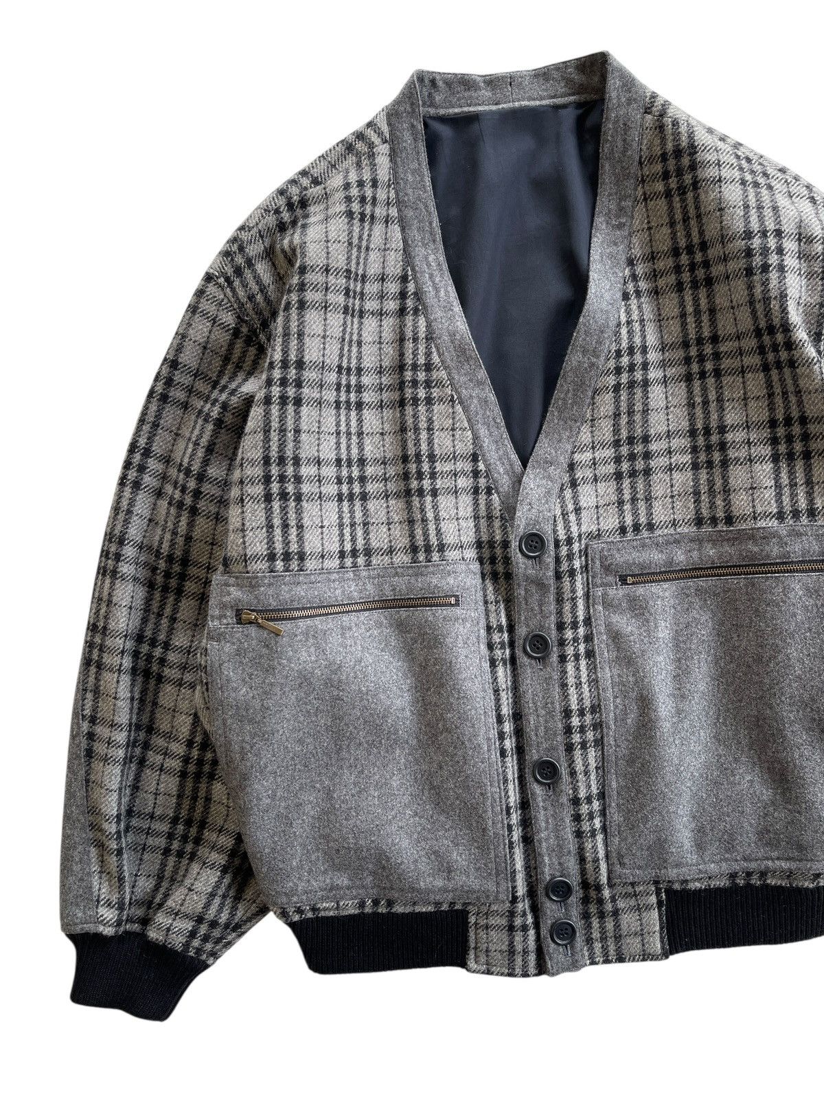 Japanese Brand OZZ Japan Wool Checked Bomber Issey Miyake Style Jacket Size US M / EU 48-50 / 2 - 6 Thumbnail