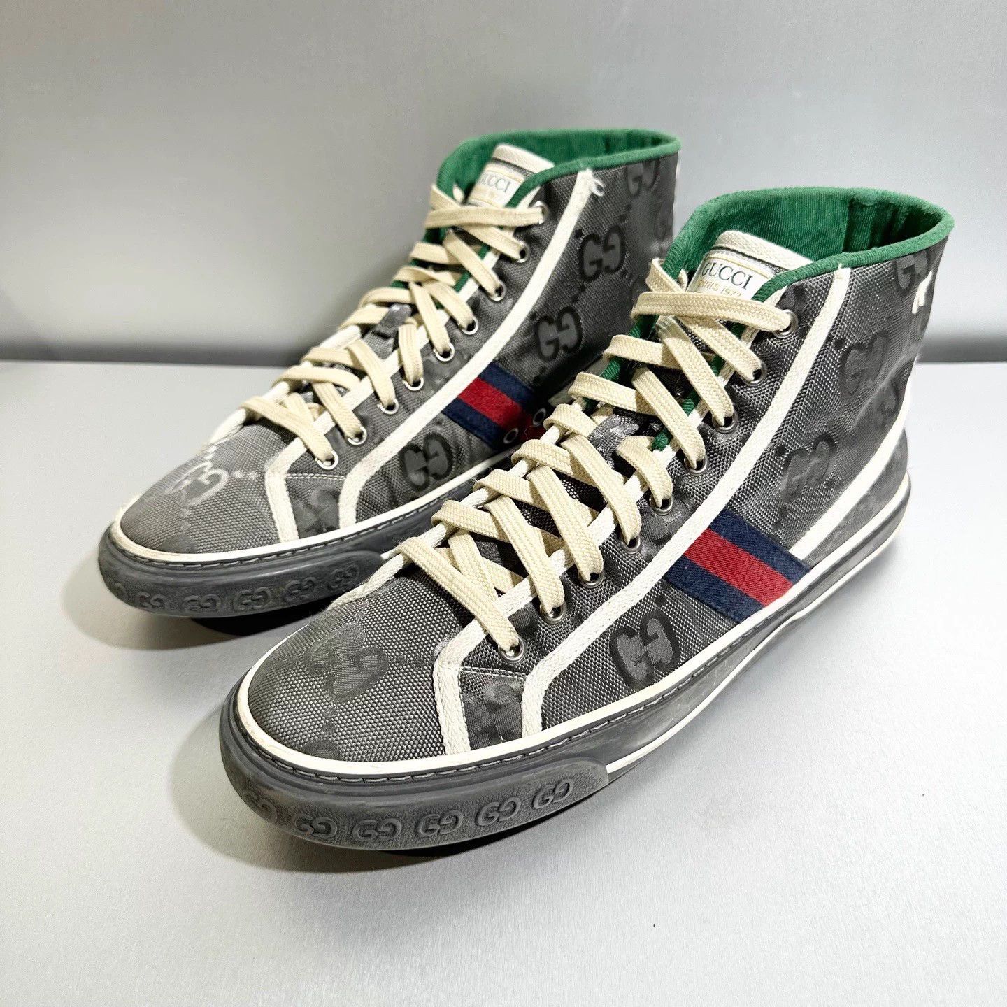 Gucci Gucci 1977 High Top Color Stripe Allover Sneaker 10/44 Size US 11 / EU 44 - 1 Thumbnail