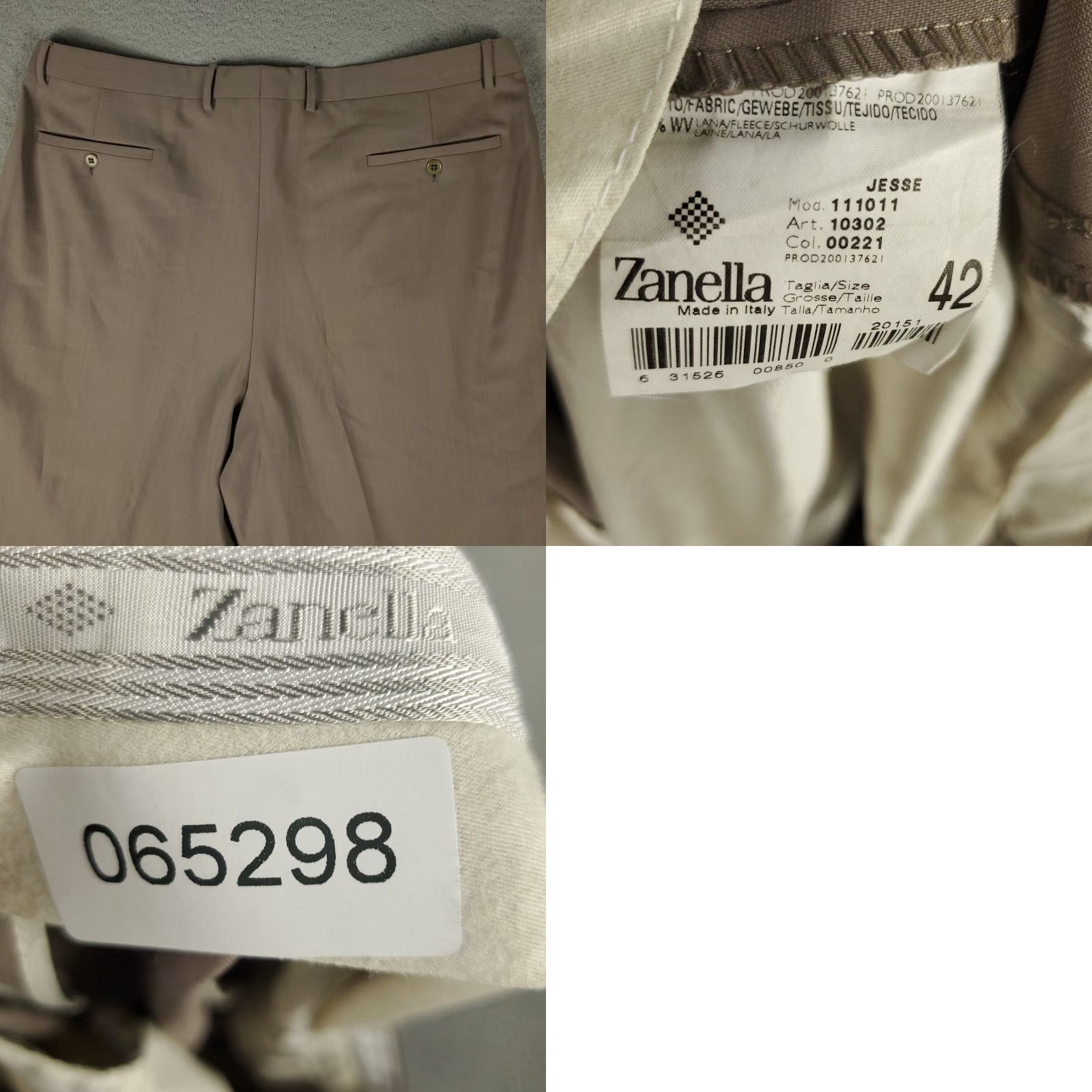 Zanella Zanella Mens Pants 41x25 Beige Pleated Cuffed Dress Trousers Wool Wool Dress Pants Big & Tall Regular Beig e Size US 41 - 8 Thumbnail