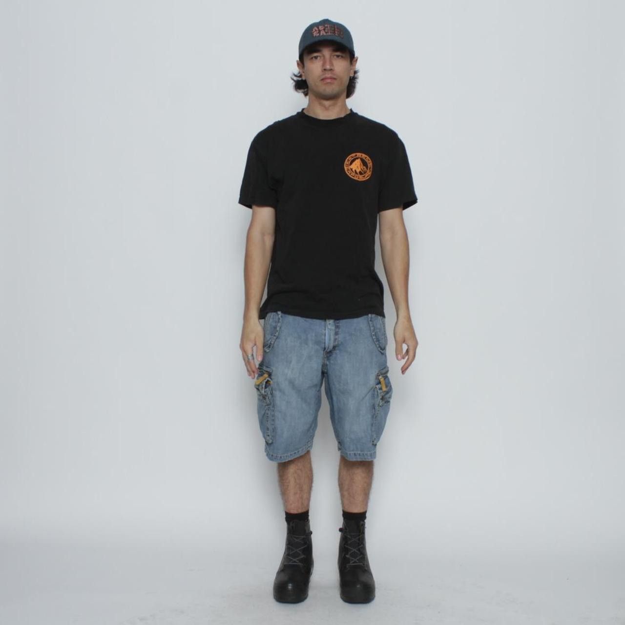 Vintage BLUE DENIM CARGO TECHNICAL SHORTS BY TIMEZONE Size US 35 - 3 Thumbnail