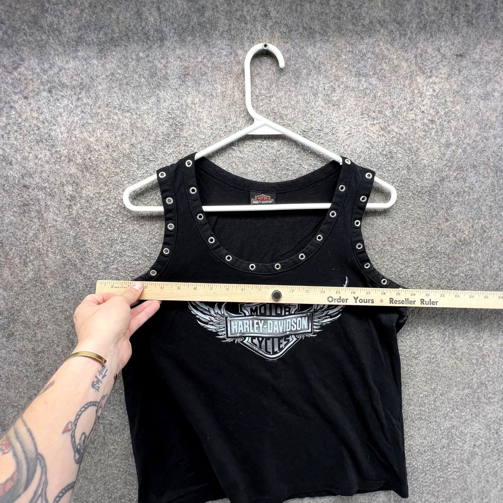 Harley Davidson Harley-Davidson Tank Top Womens XL Black Studded Scoop Neck Sleeveless Top y2k Size XL / US 12-14 / IT 48-50 - 5 Thumbnail