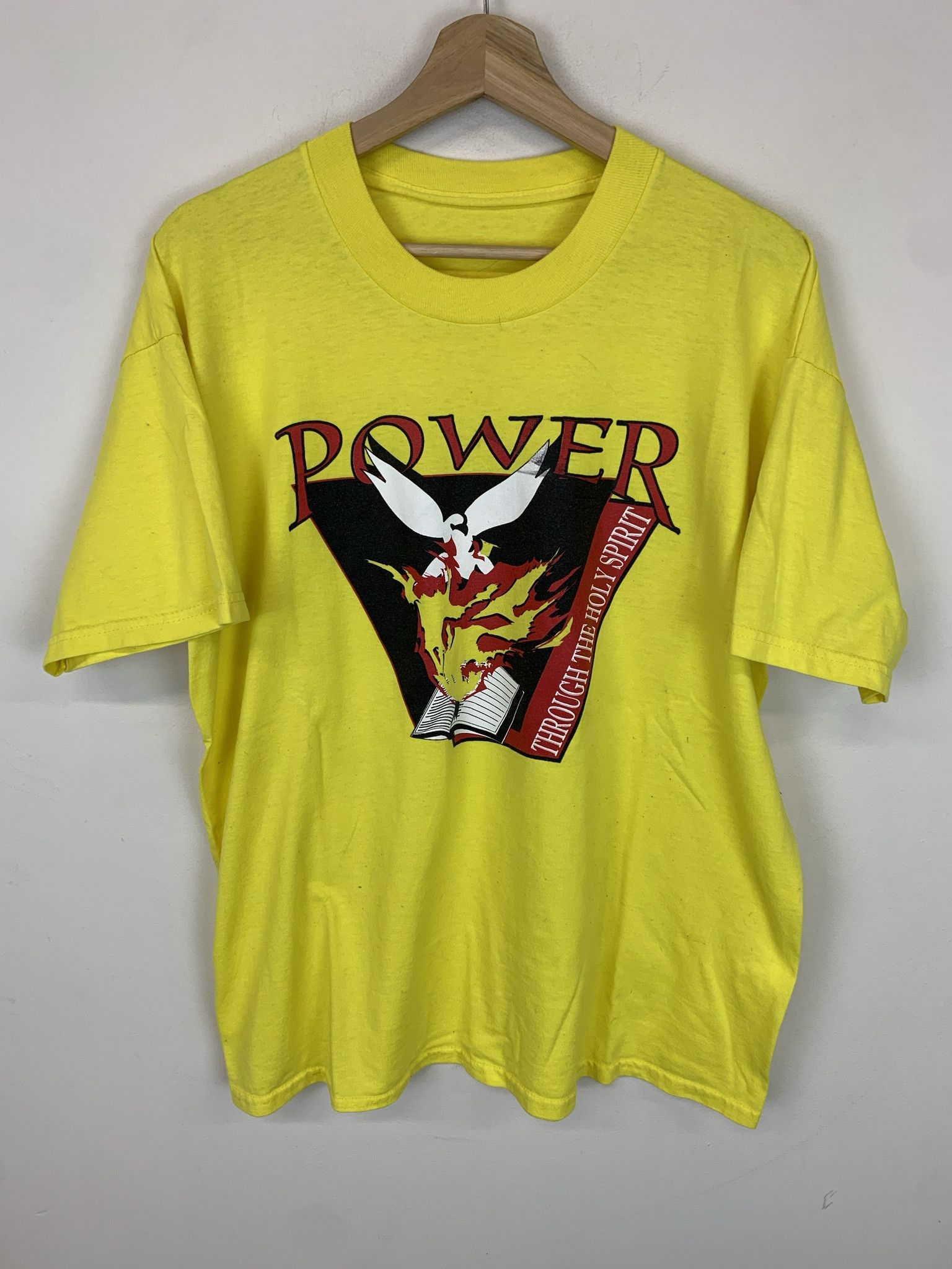 Vintage 1990s Power through Holy Spirit Jesus Tee Shirt Size L