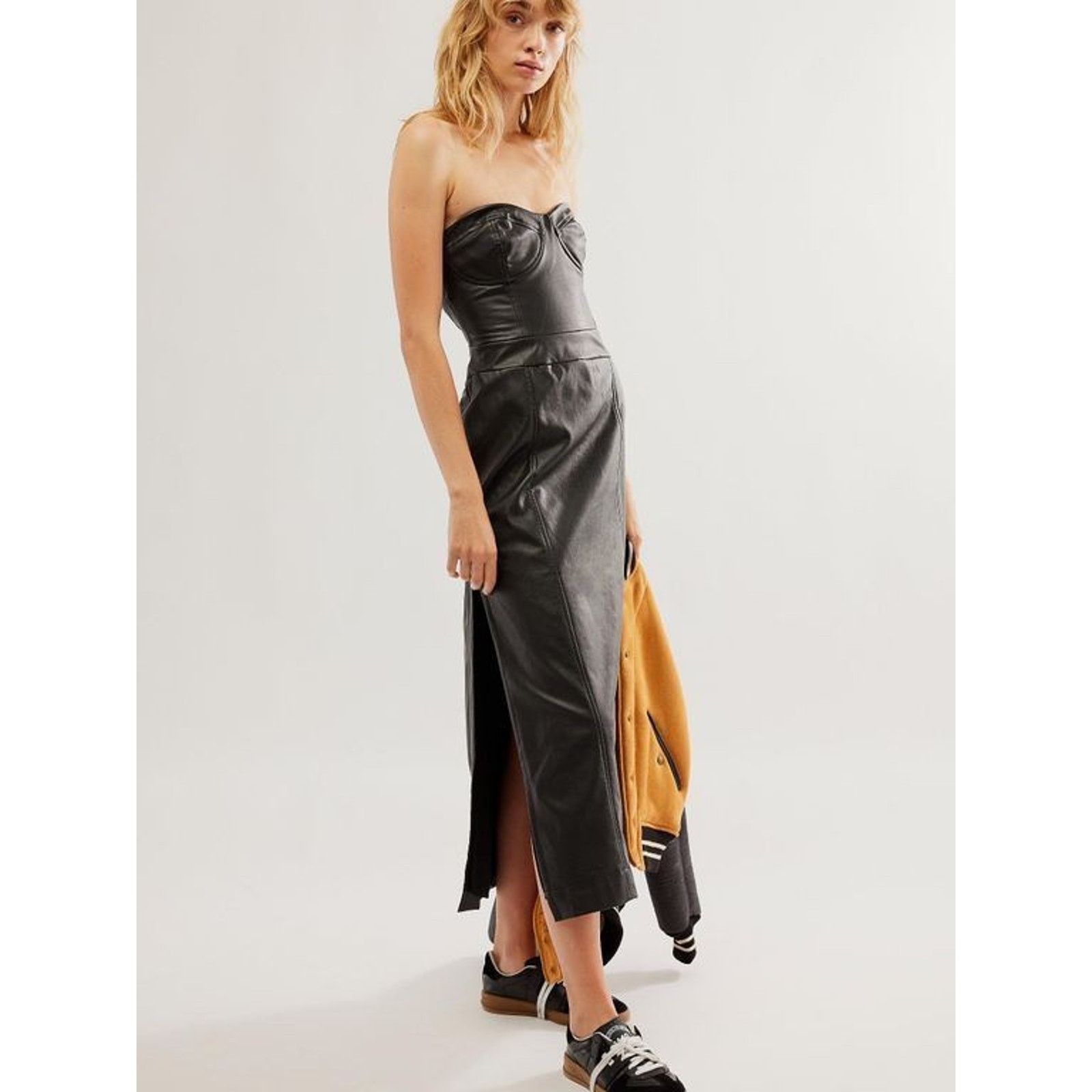 Free People New Free People Mira Dress FAUX LEATHER MIDI $168 SIZE 0 Size XS / US 0-2 / IT 36-38 - 5 Thumbnail