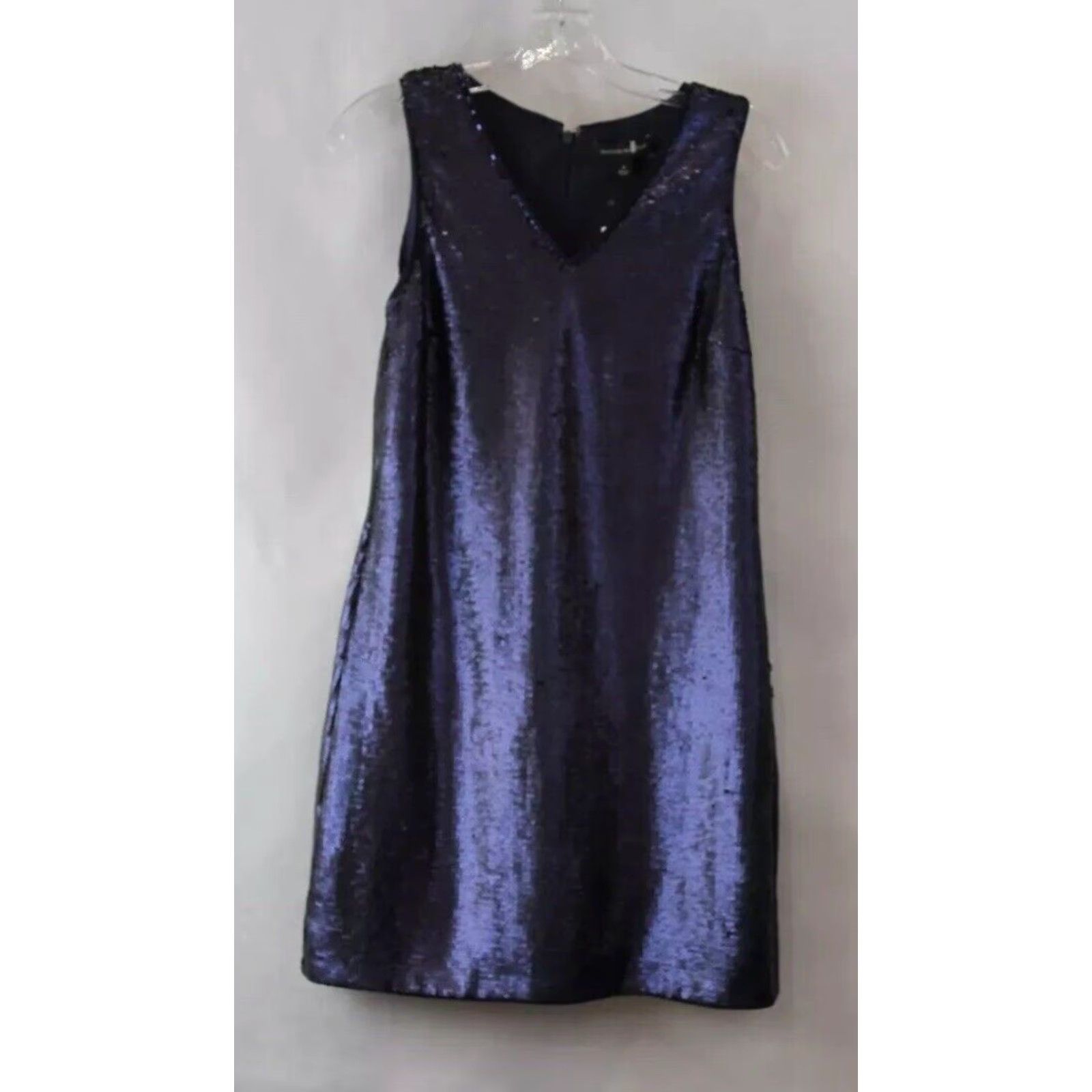 Banana Republic VINTAGE Banana Republic Navy Sequin Embellished V-Neck A-Line Dress 0 Women Mini Short XSmall Size XS / US 0-2 / IT 36-38 - 2 Thumbnail