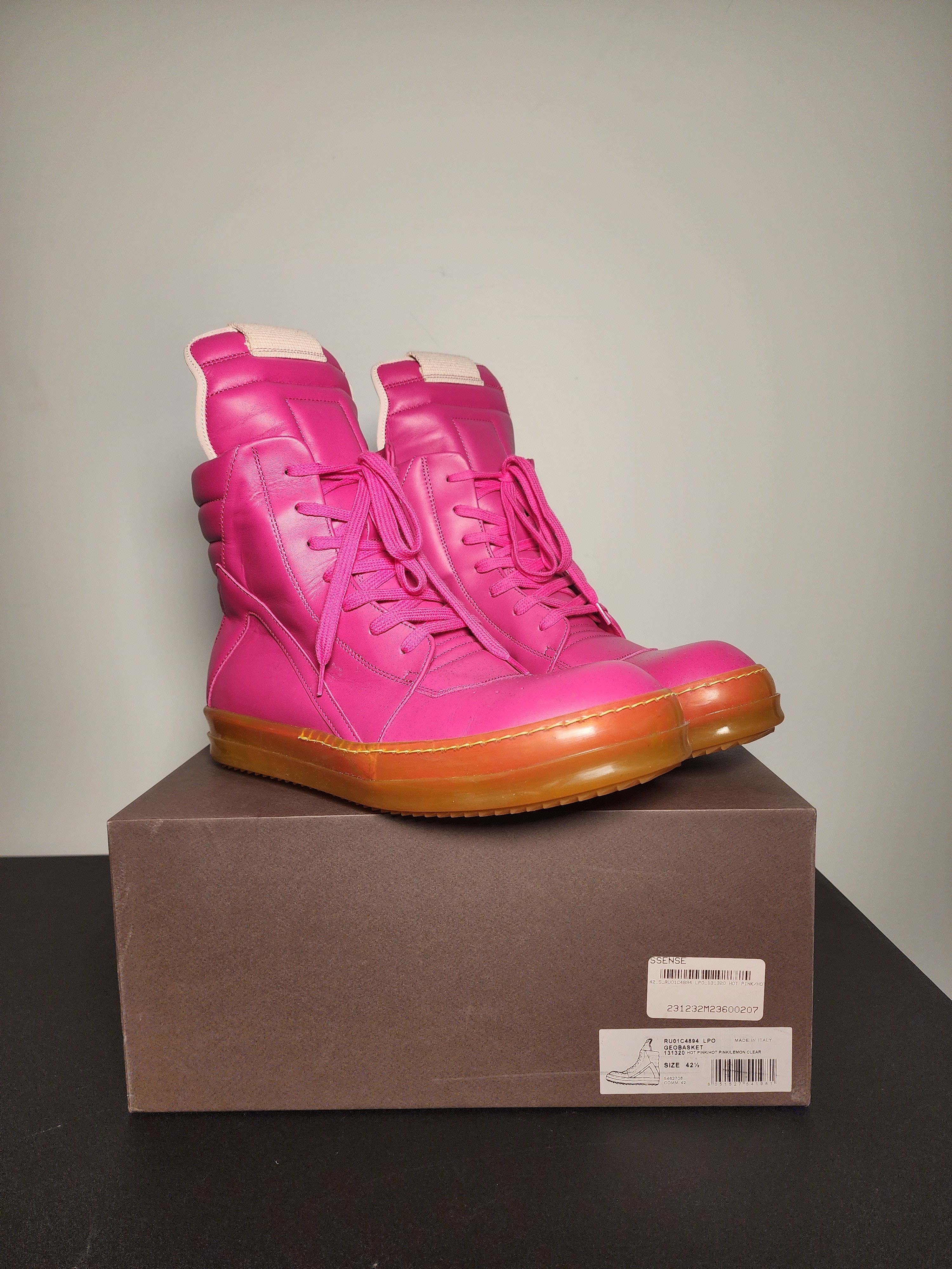 Designer Rick Owens Geobasket Pink Yellow Lemon Sole SS23 EDFU Size US 9.5 / EU 42-43 - 8 Thumbnail