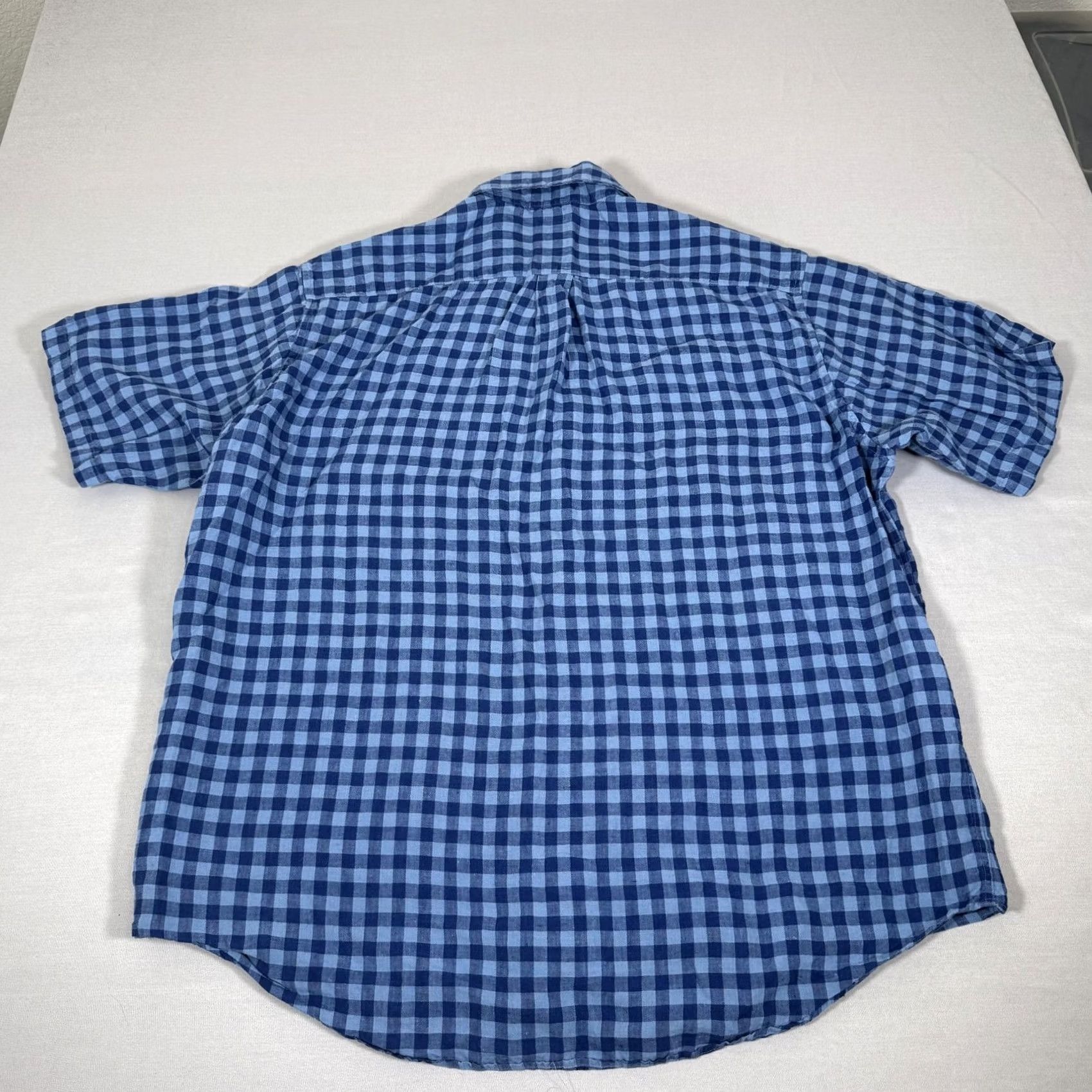 Brooks Brothers Brooks Brothers Shirt Mens XL Blue Gingham Check Linen Button Up Lightweight Short Sleeve Casual Button-Front Collared Size US XL / EU 56 / 4 - 7 Thumbnail