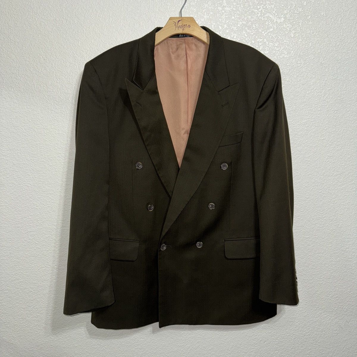 Vintage Vintage Wool J. Riggings Olive Blazer Jacket Pink Lining Size 44R - 1 Thumbnail