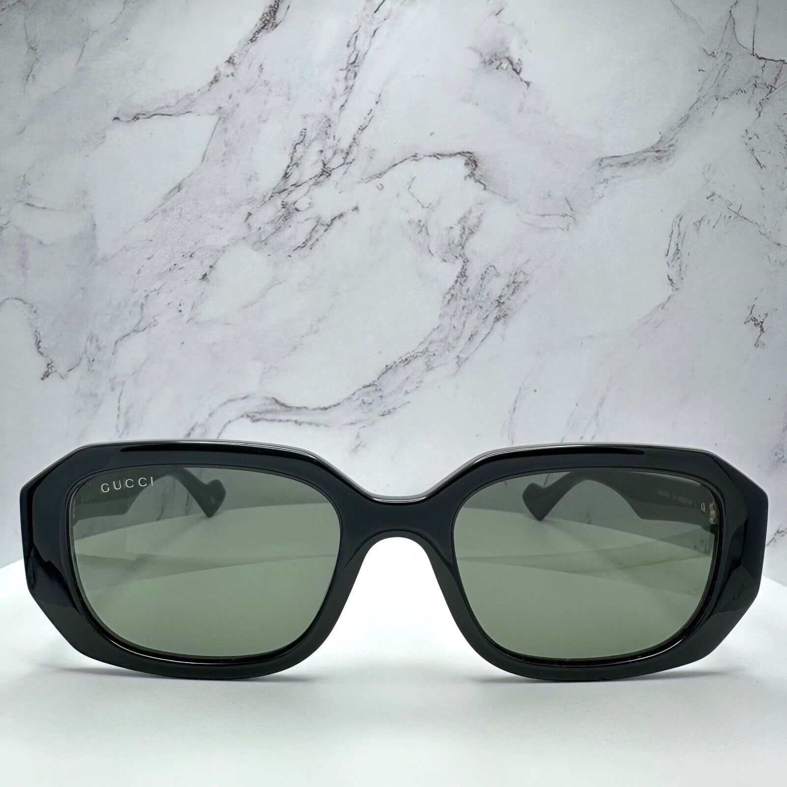 Gucci New Gucci Sunglasses Black Geometric Rectangle Gold GG Size ONE SIZE - 18 Thumbnail