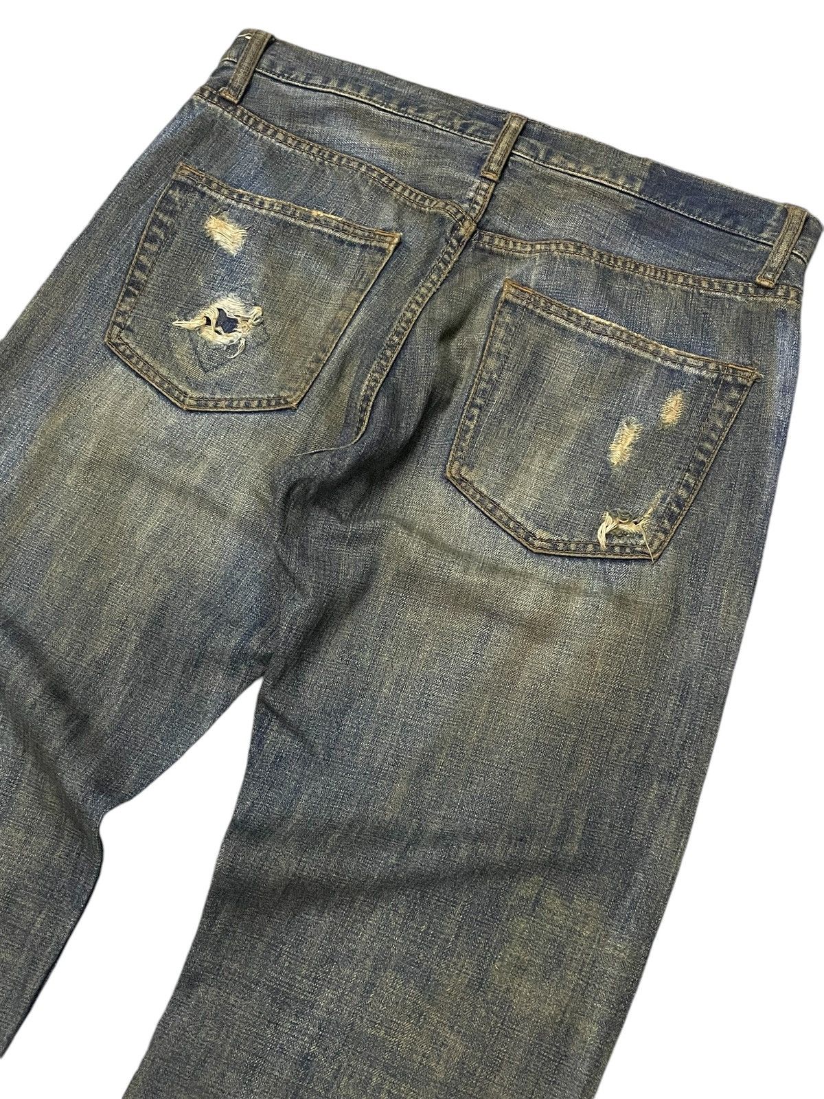 20471120 × 5351 POUR LES HOMMES × Hysteric Glamour Boro 🇯🇵 Brand Heavy Stitched Repaired Distressed Mud Jeans Size US 34 / EU 50 - 13 Thumbnail
