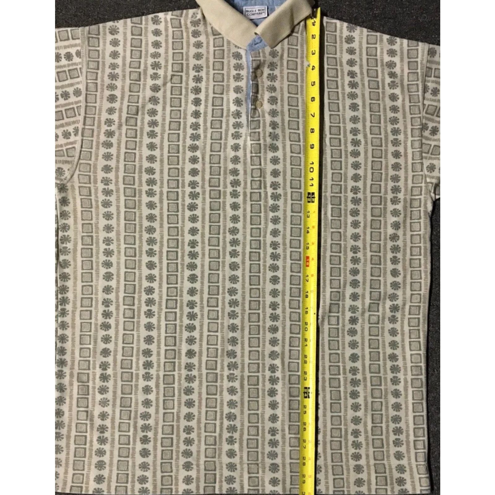 Bugle Boy VINTAGE Bugle Boy Polo Shirt L Beige 90s All Over Print, Abstract Aztec Grunge Vaporwave Surf Skate, Short Sleeve, Men, Polo, Rugby, Size L Size US L / EU 52-54 / 3 - 7 Thumbnail