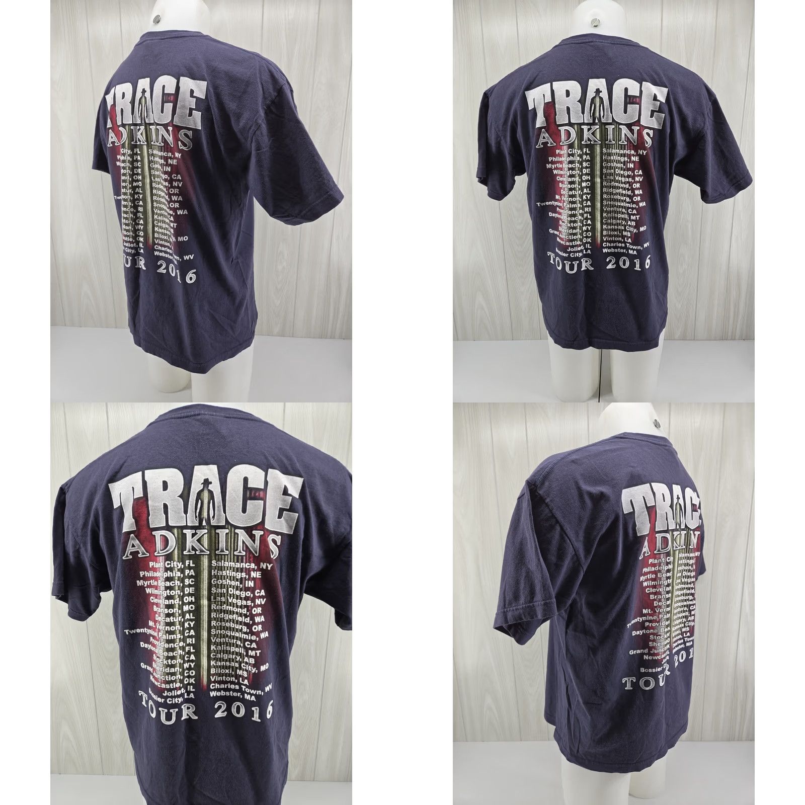 Vintage Trace Adkins 2016 Tour Dual Sided Concert T-Shirt Men’s L Blue Size US L / EU 52-54 / 3 - 8 Thumbnail