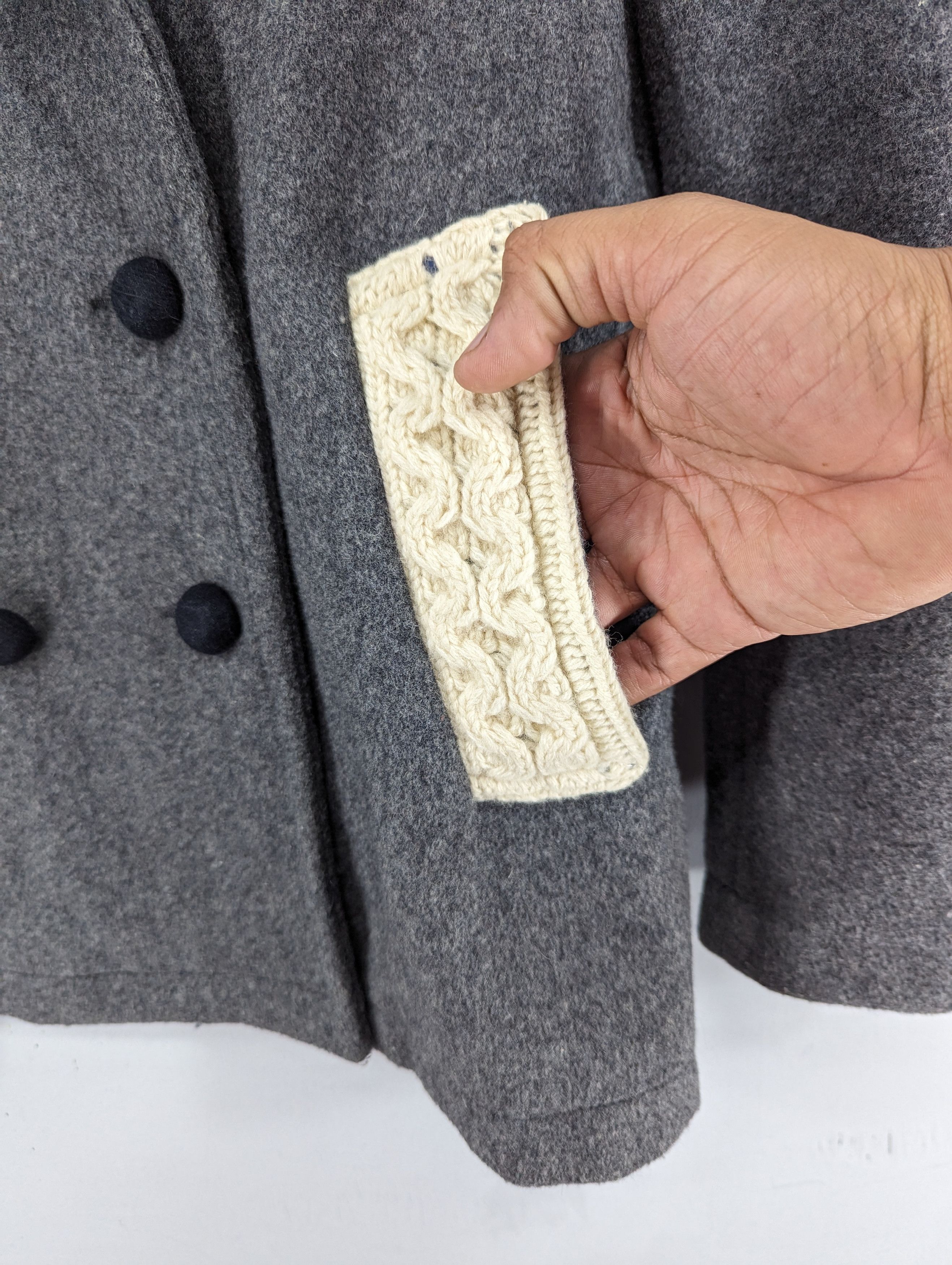 Designer Blanc Basque Wool/Cable Knit Double Breasted Coat Jacket Size XS / US 0-2 / IT 36-38 - 7 Thumbnail