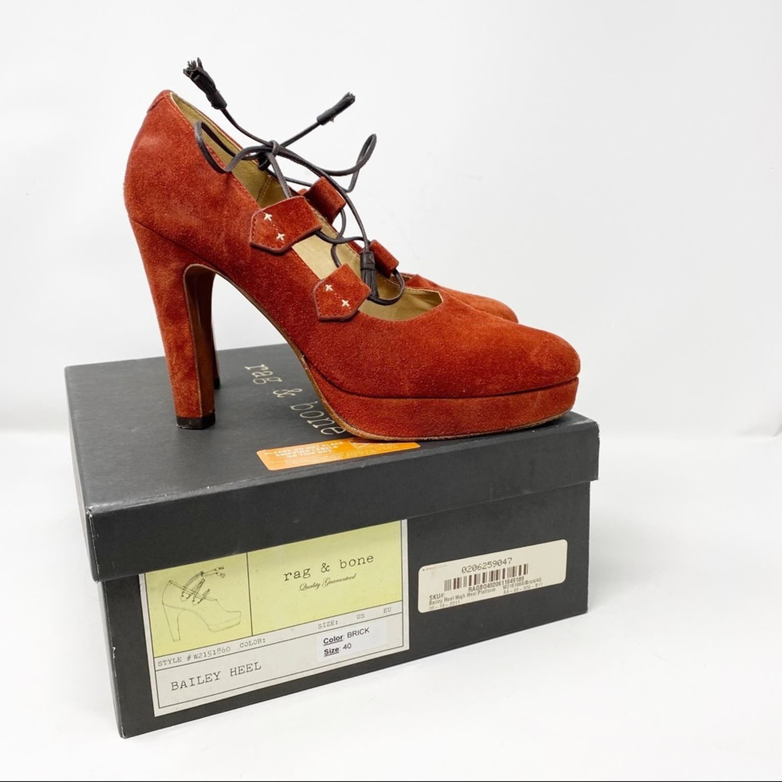image of Rag Bone Rag & Bone Bailey Suede Platform Heel Shoes In Size 40 in Red, Women's