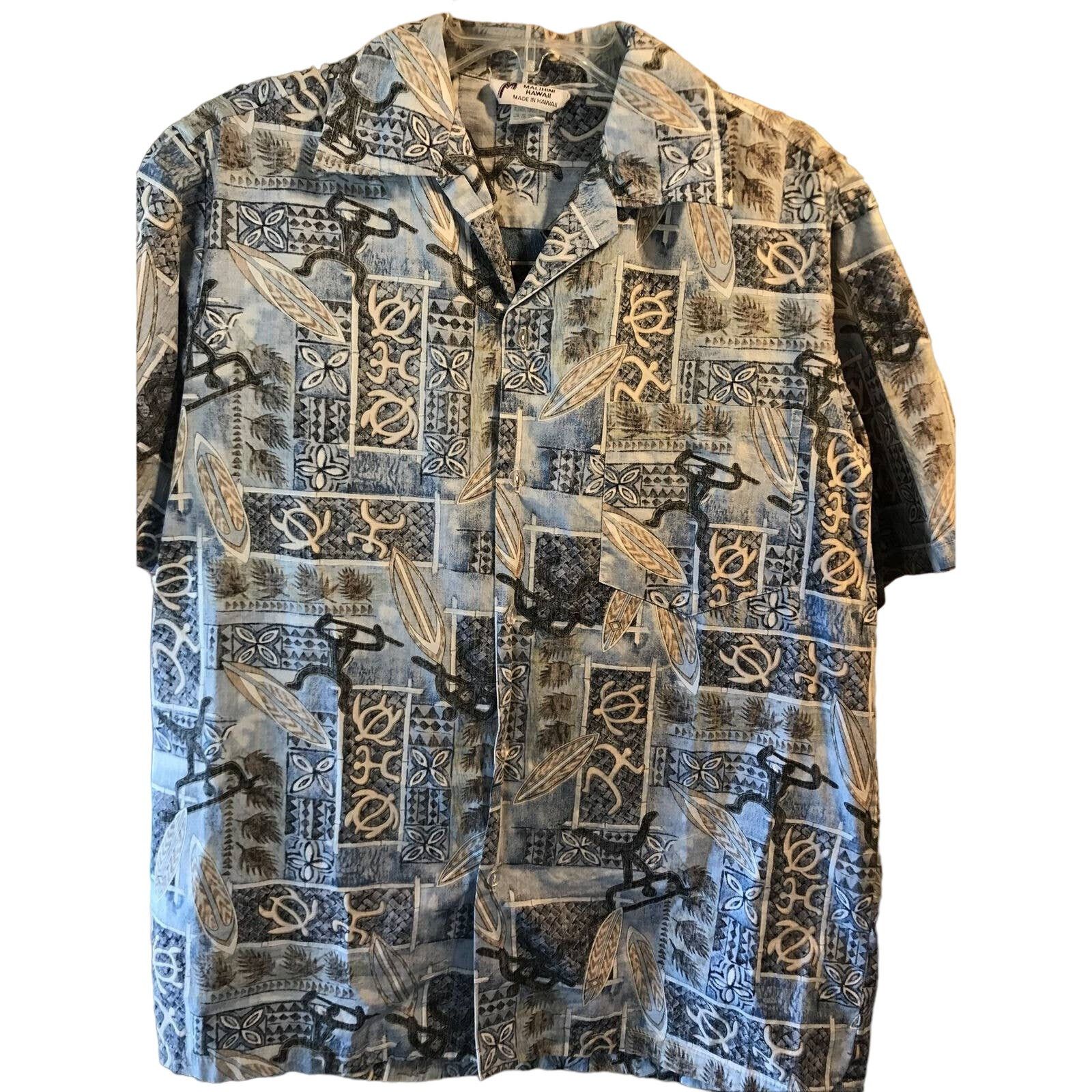 Other Malihini Vintage Men’s L Blue Tribal Button Hawaiian Shirt Size US L / EU 52-54 / 3 - 1 Thumbnail