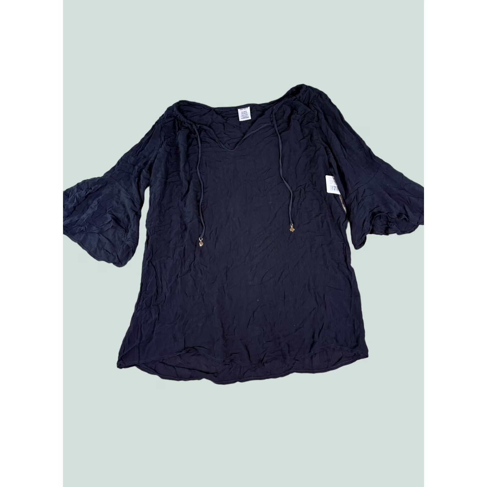 Vintage Anne Cole NWT Black Semi Sheer Tunic Top Cover Up Plunge Neck Blouse XXL Size XXL / US 16-18 / IT 52-54 - 1 Thumbnail