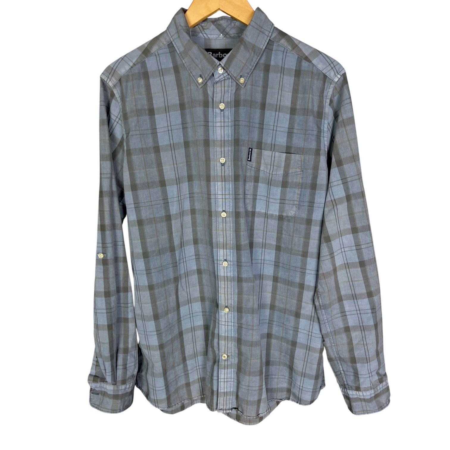Barbour Men's Barbour Blue Gray Plaid Button Down Shirt - US M Size US M / EU 48-50 / 2 - 1 Thumbnail