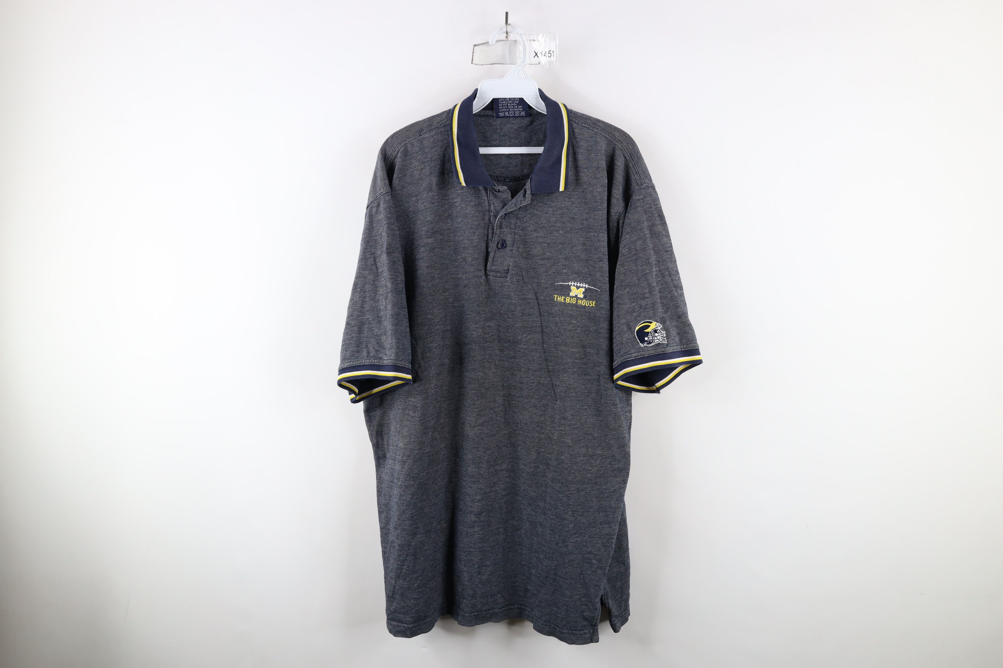 Vintage Vintage 90s House University of Michigan Football Polo Shirt Size US XXL / EU 58 / 5 - 1 Thumbnail