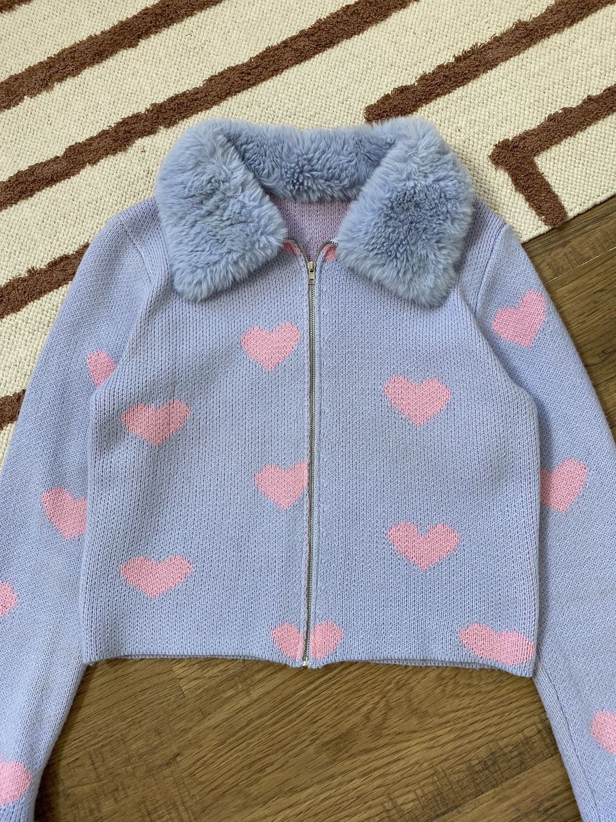 Vintage PURPLE HEART FLUFFY ZIP SWEATER Size M / US 6-8 / IT 42-44 - 2 Thumbnail
