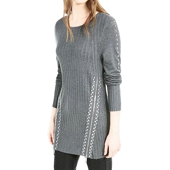 Bar III Zippered Studded Sweater Fall Gift Winter Spring Travel Size XS / US 0-2 / IT 36-38 - 1 Thumbnail